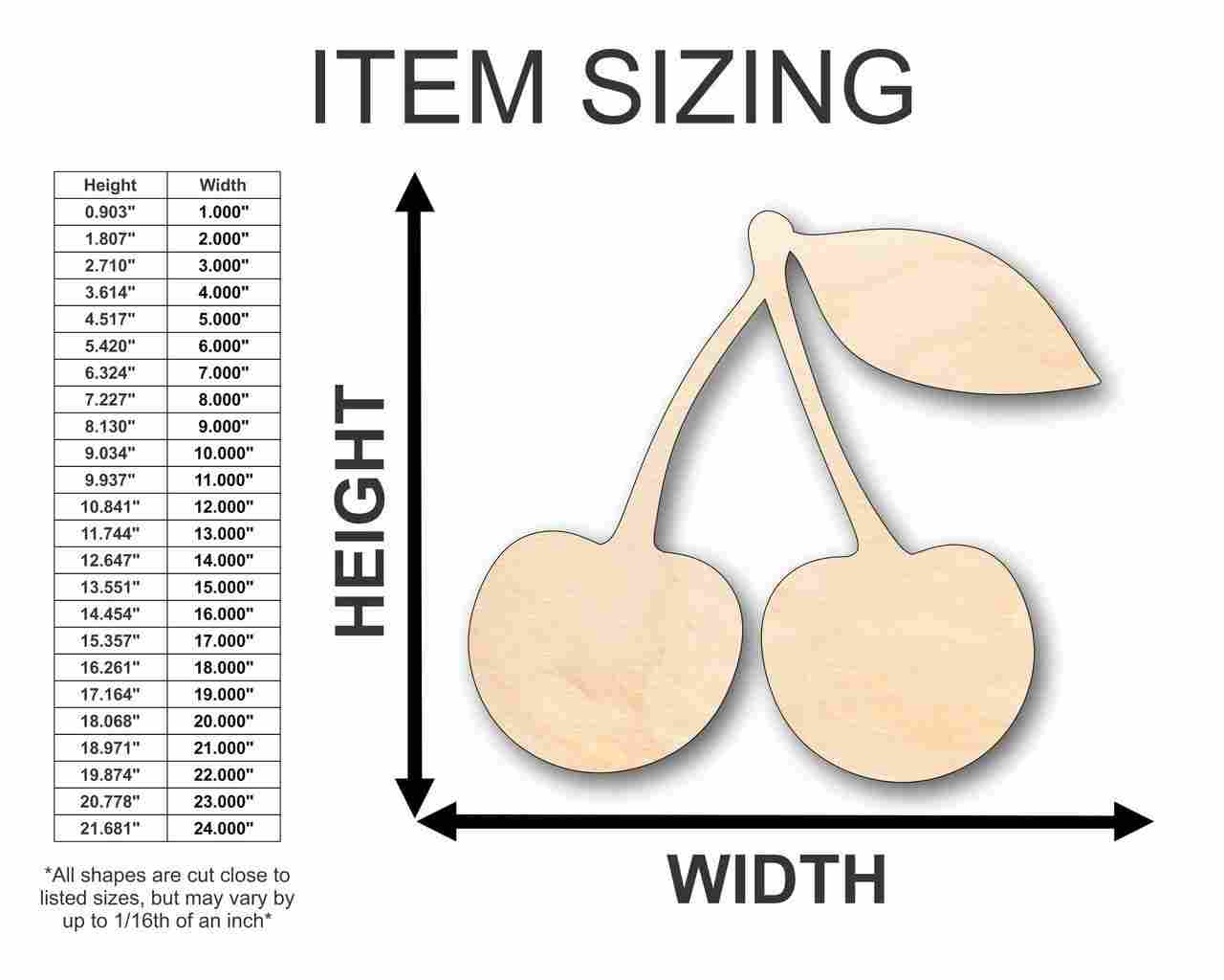 Unfinished Wood Cherry Shape - Fruit - Craft - up to 46" DIY - Image 2