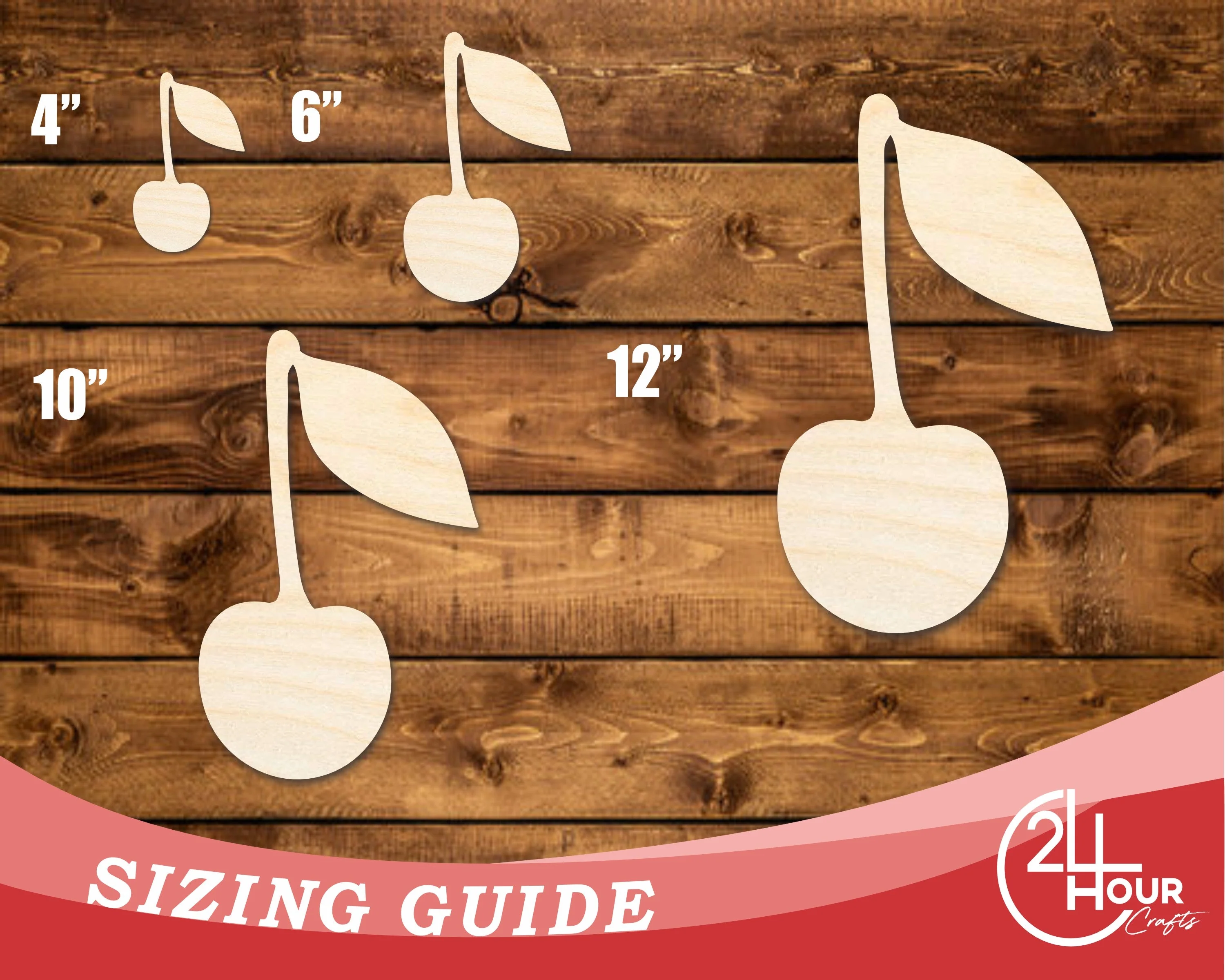 Unfinished Wood Cherry with Leaf Shape | DIY Craft Cutout | up to 46" DIY - Image 3