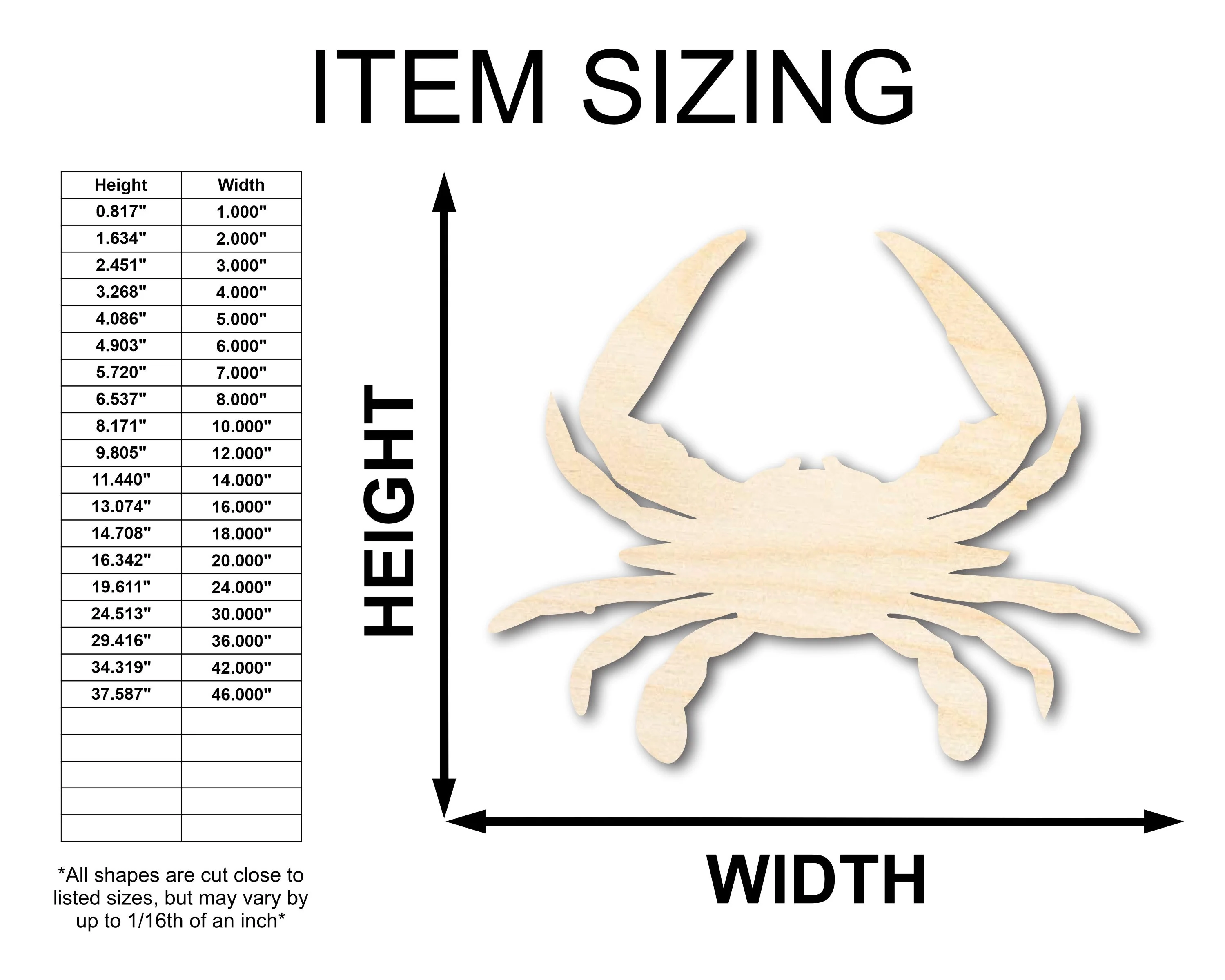 Unfinished Wood Chesapeake Blue Crab Silhouette - Animal Craft - up to 46" DIY - Image 2
