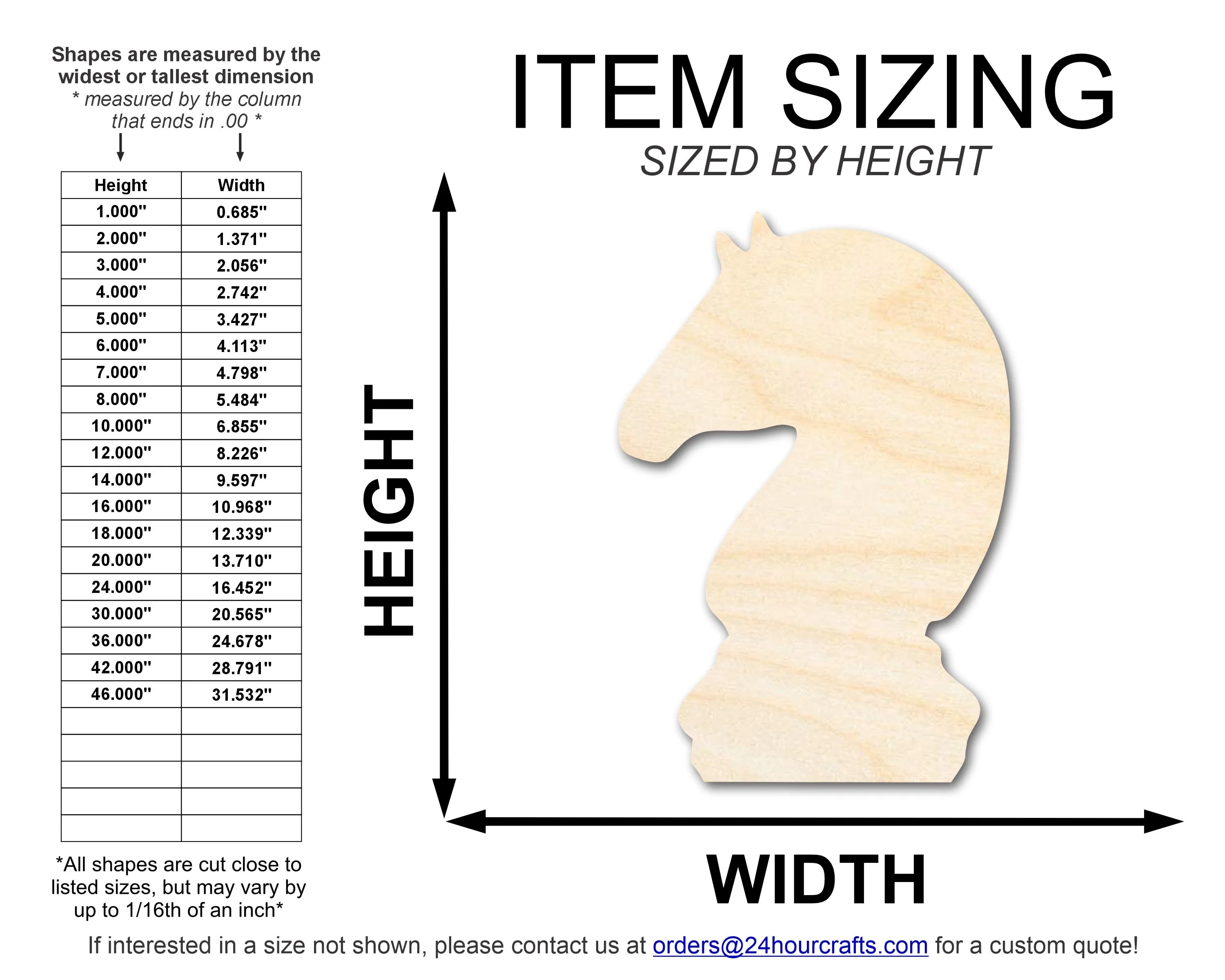 Unfinished Wood Chess Knight Shape | DIY Craft Cutout | up to 46" DIY - Image 2