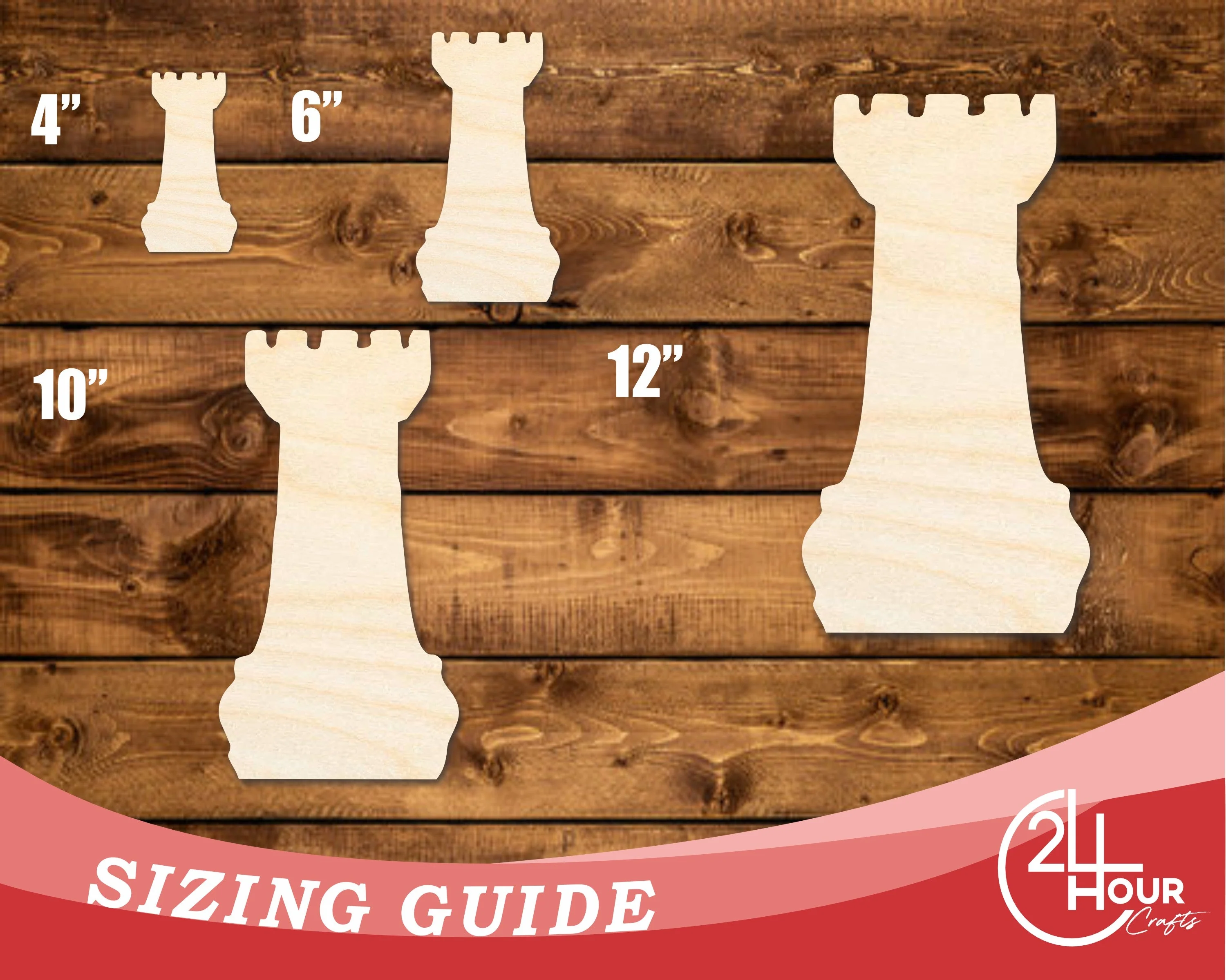 Unfinished Wood Chess Rook Shape | DIY Craft Cutout | up to 46" DIY - Image 3
