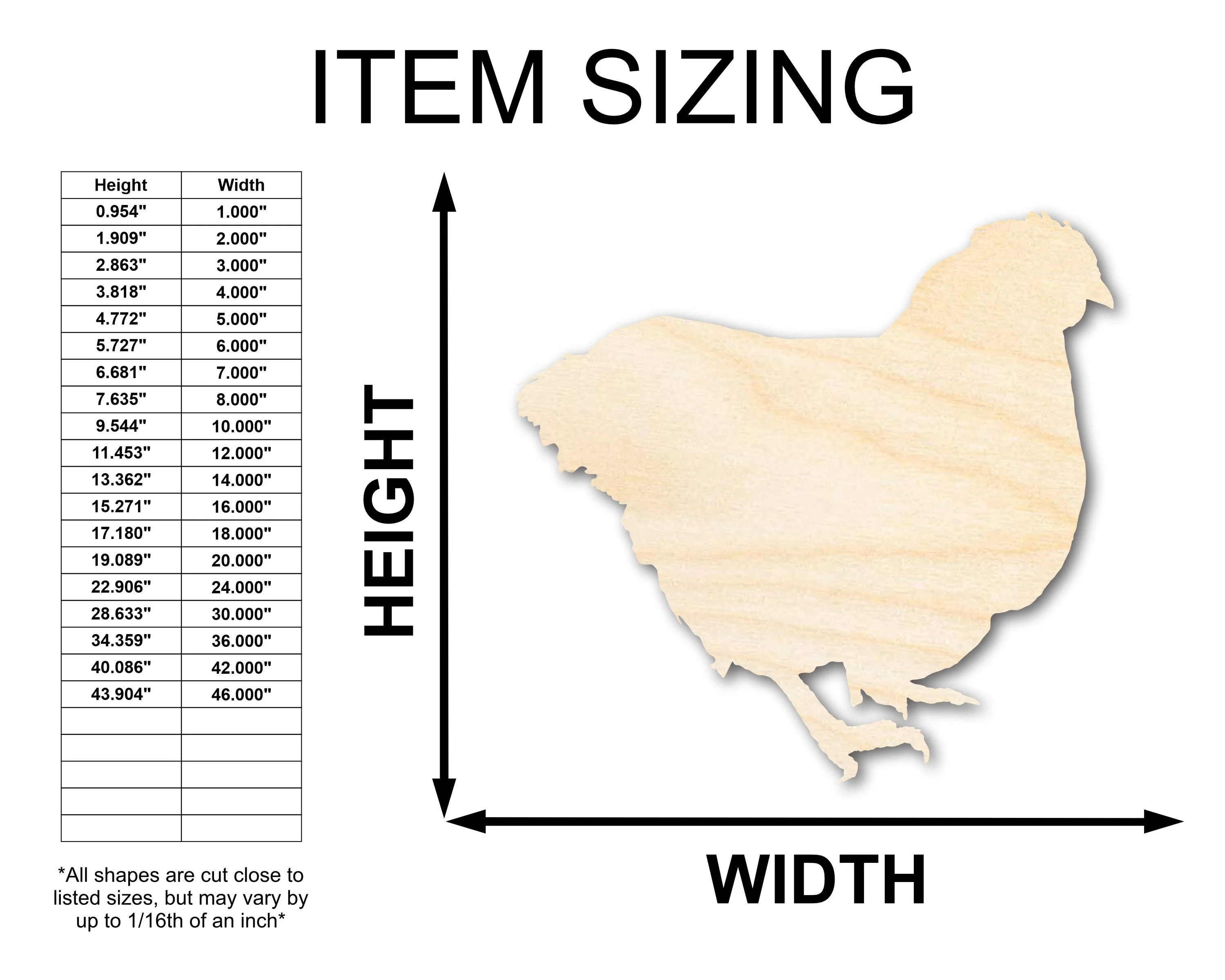 Unfinished Wood Chicken Shape - Craft - up to 46" - Image 2