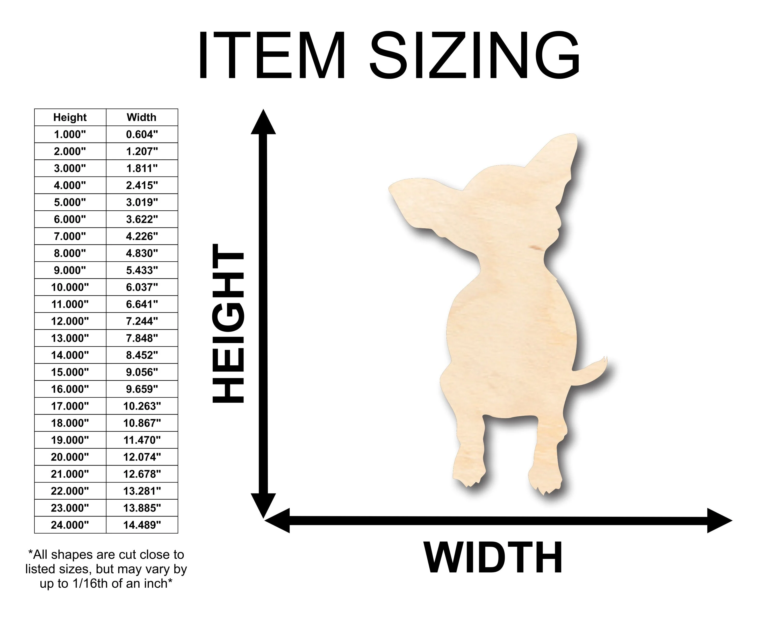 Unfinished Wood Chihuahua Shape - Craft - up to 46" DIY - Image 2