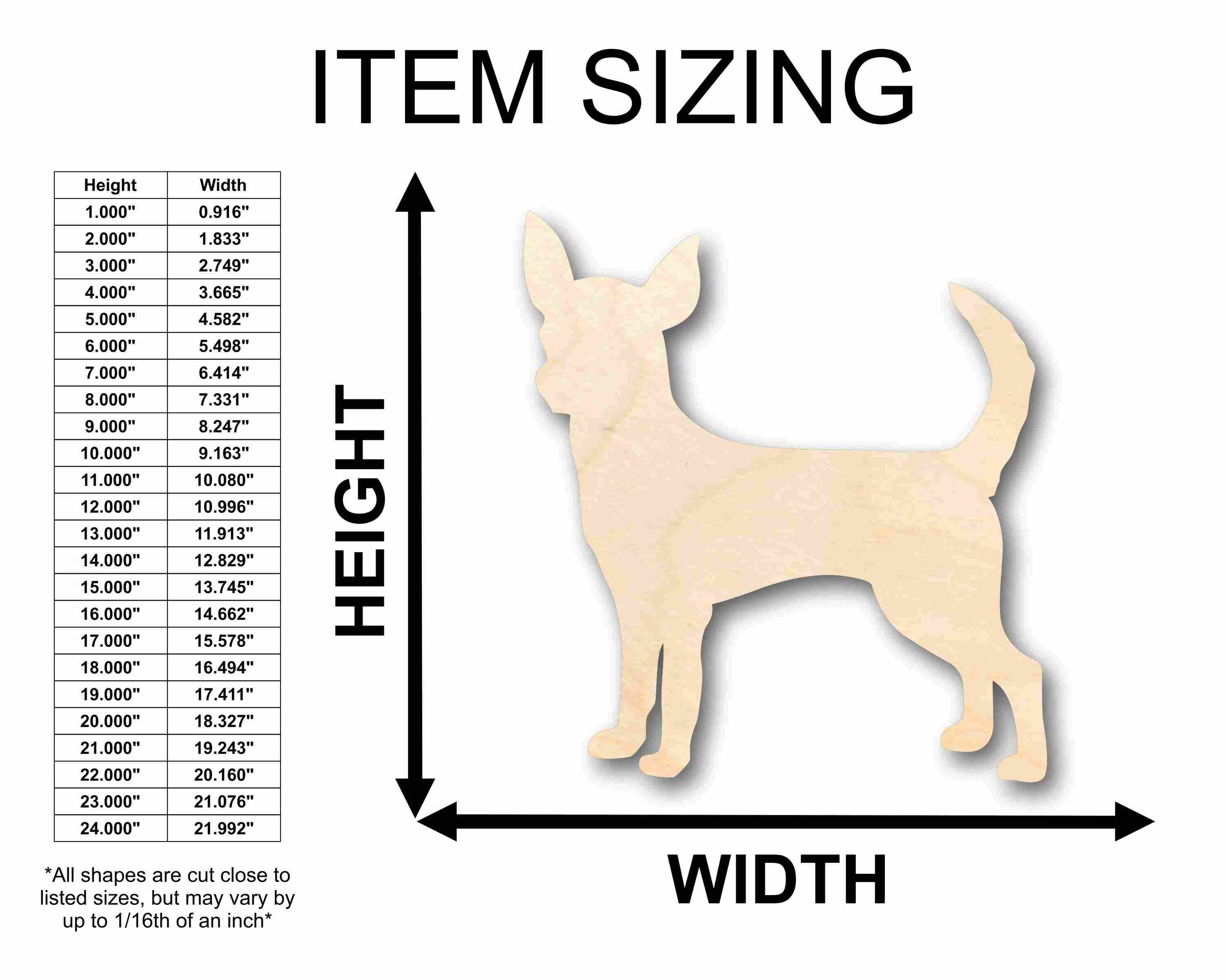 Unfinished Wood Chihuahua Silhouette - Craft- up to 46" DIY - Image 2