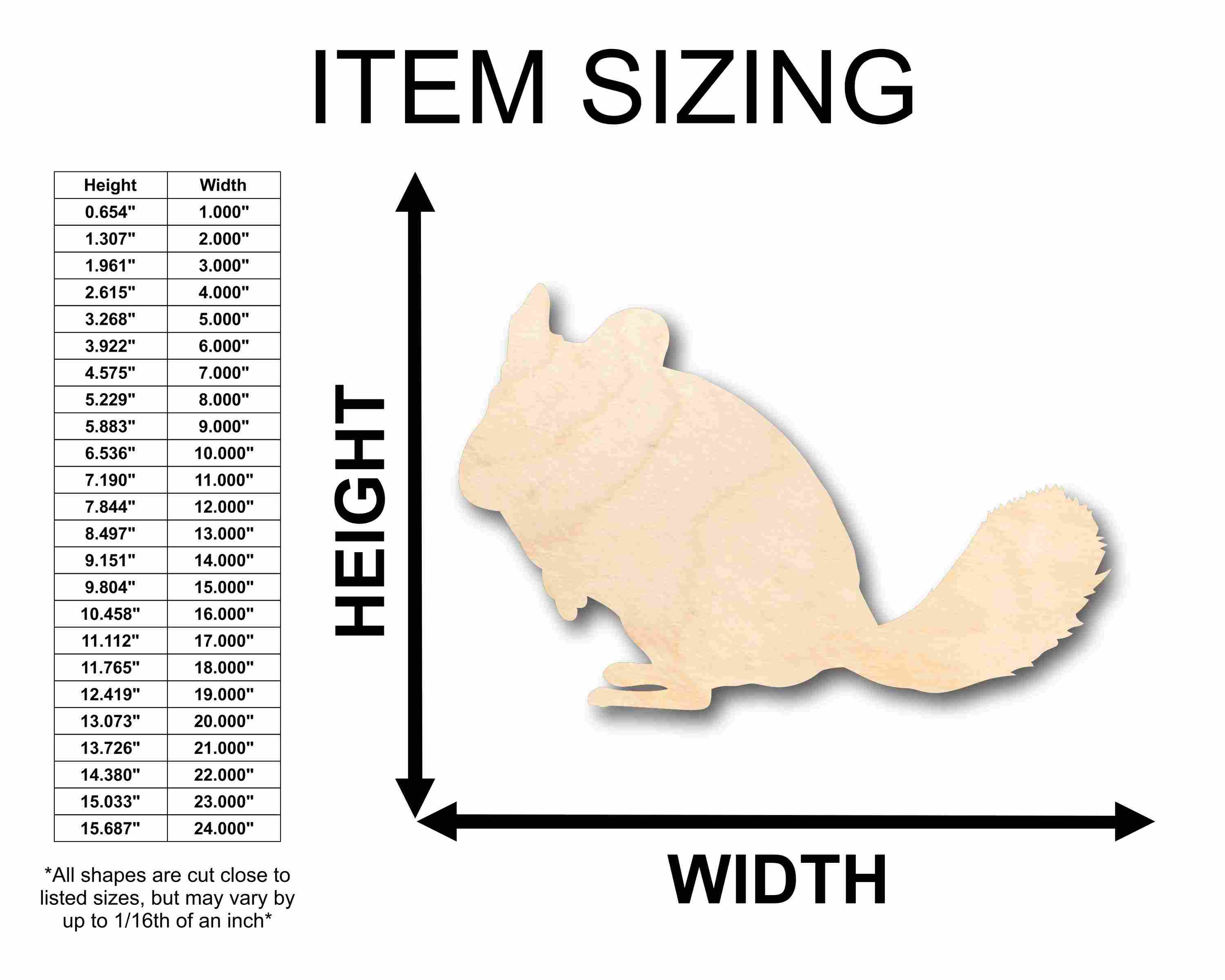 Unfinished Wood Chinchilla Silhouette - Craft- up to 46" DIY - Image 2