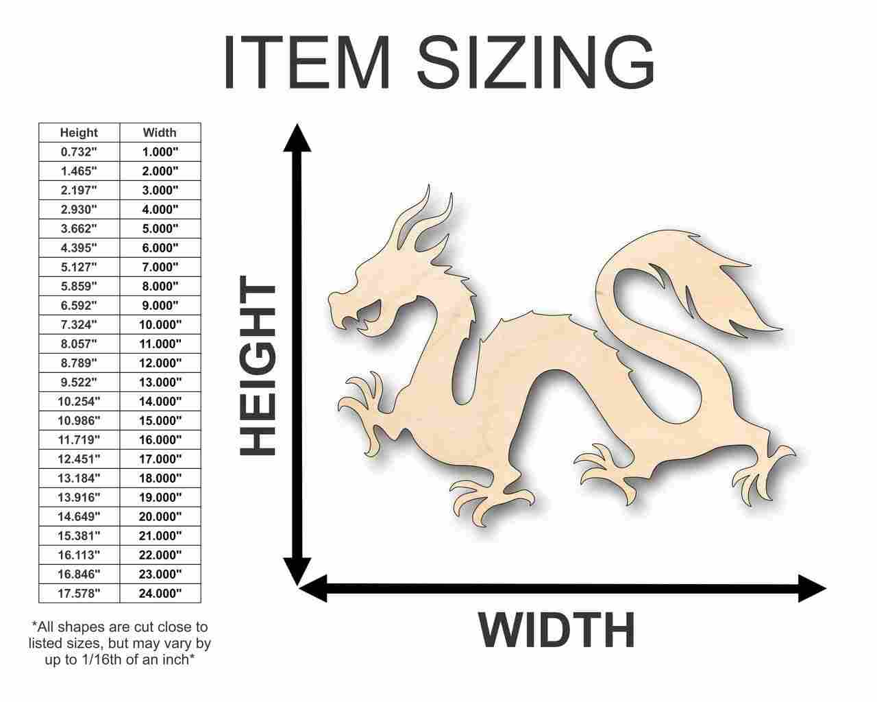 Unfinished Wood Chinese Dragon Shape - Craft - up to 46" DIY - Image 2