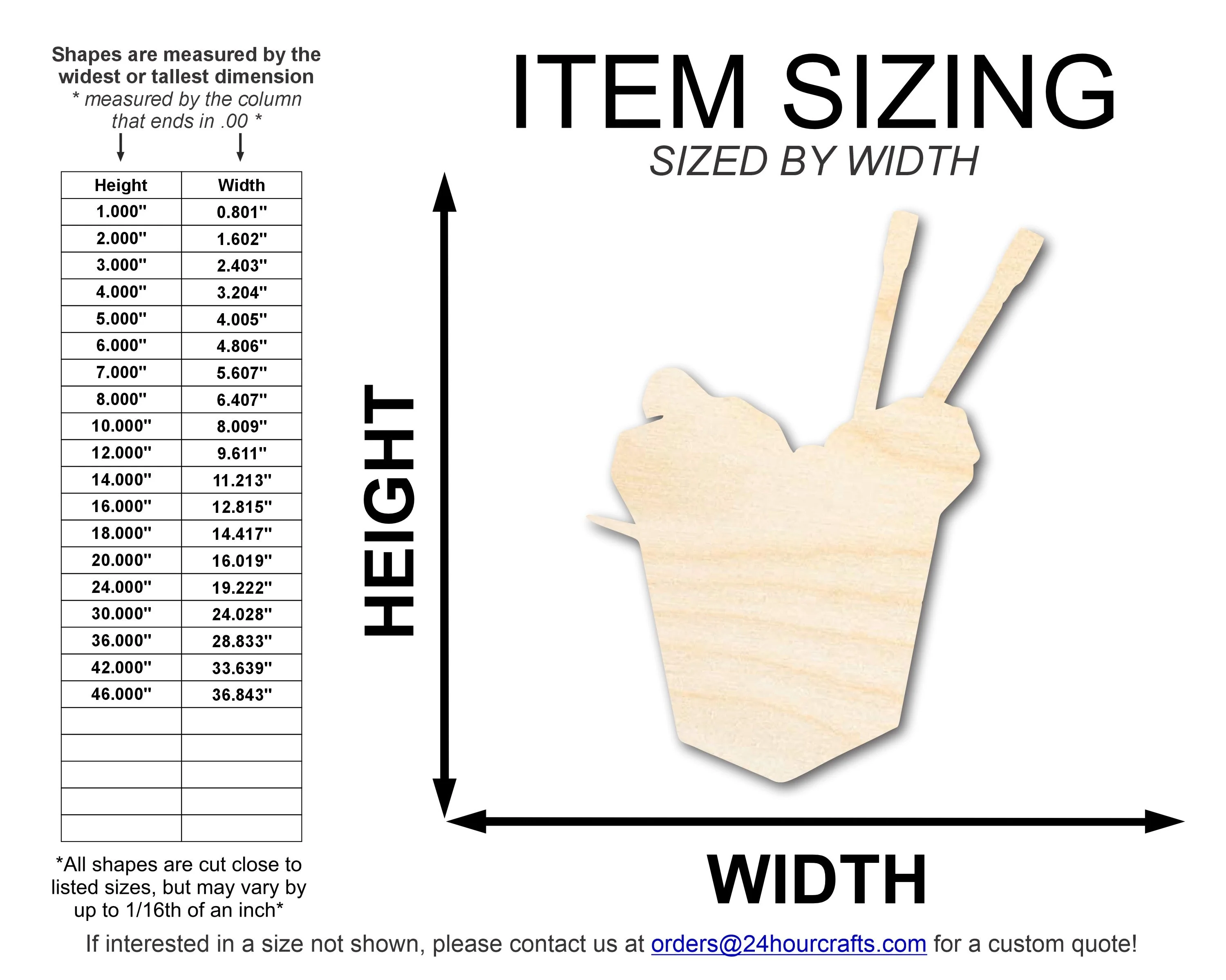 Unfinished Wood Chinese Takeout Shape | DIY Craft Cutout | up to 46" DIY - Image 2
