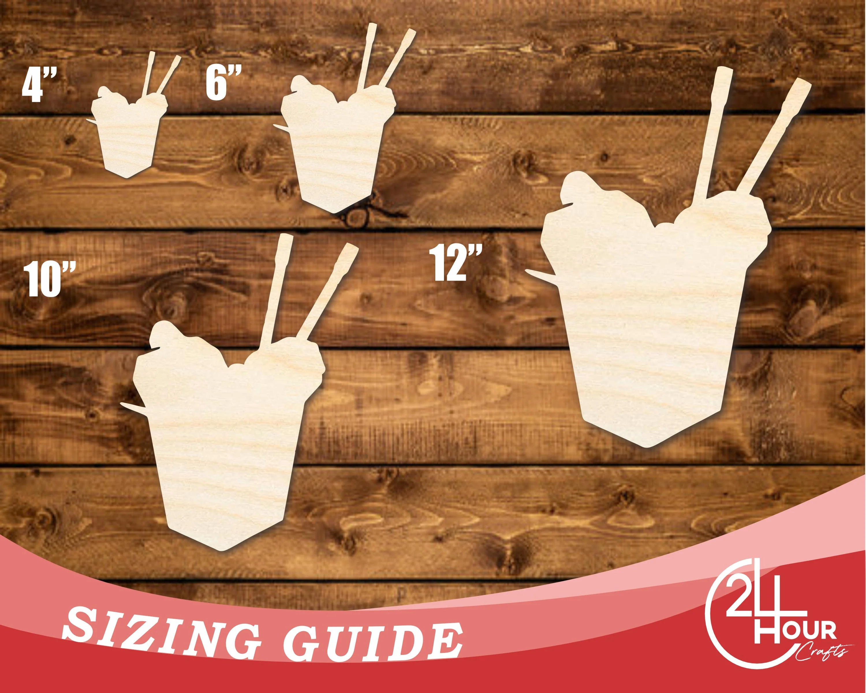 Unfinished Wood Chinese Takeout Shape | DIY Craft Cutout | up to 46" DIY - Image 3