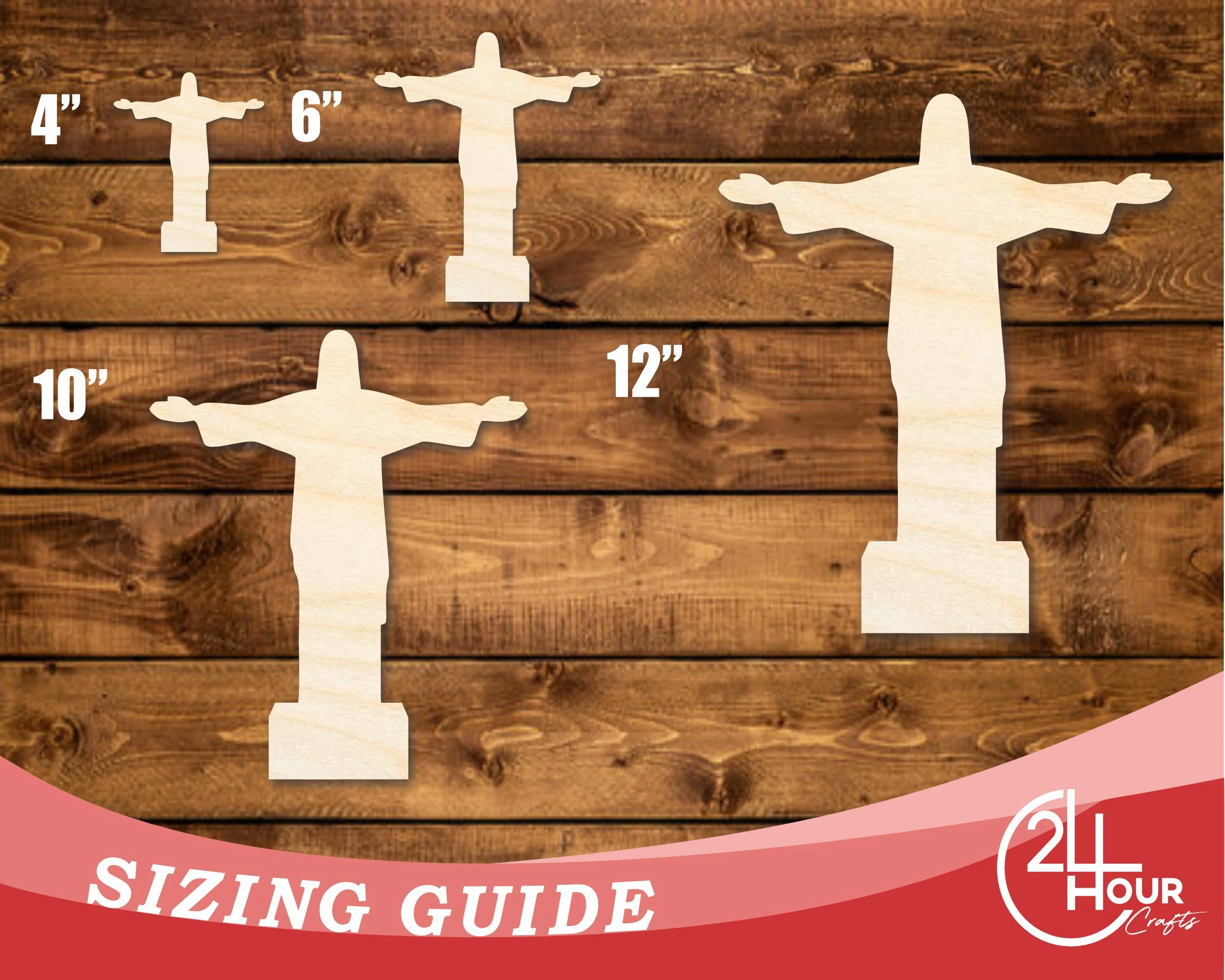 Unfinished Wood Christ the Redeemer Shape | DIY Craft Cutout | up to 46" DIY - Image 3