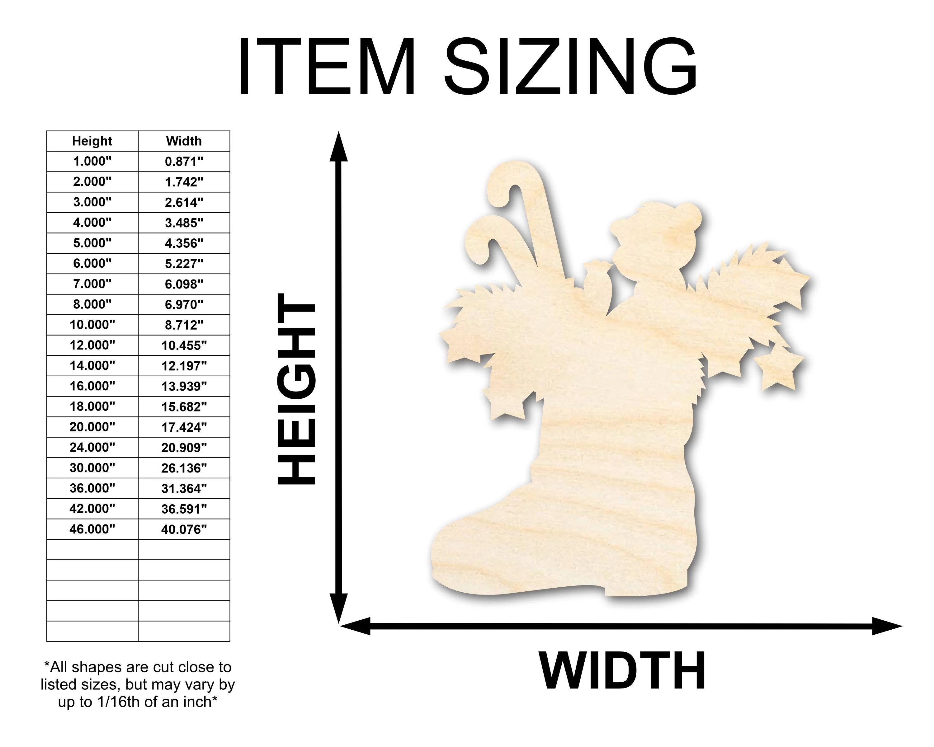 Unfinished Wood Christmas Boot Silhouette Shape - Craft - up to 46" - Image 2