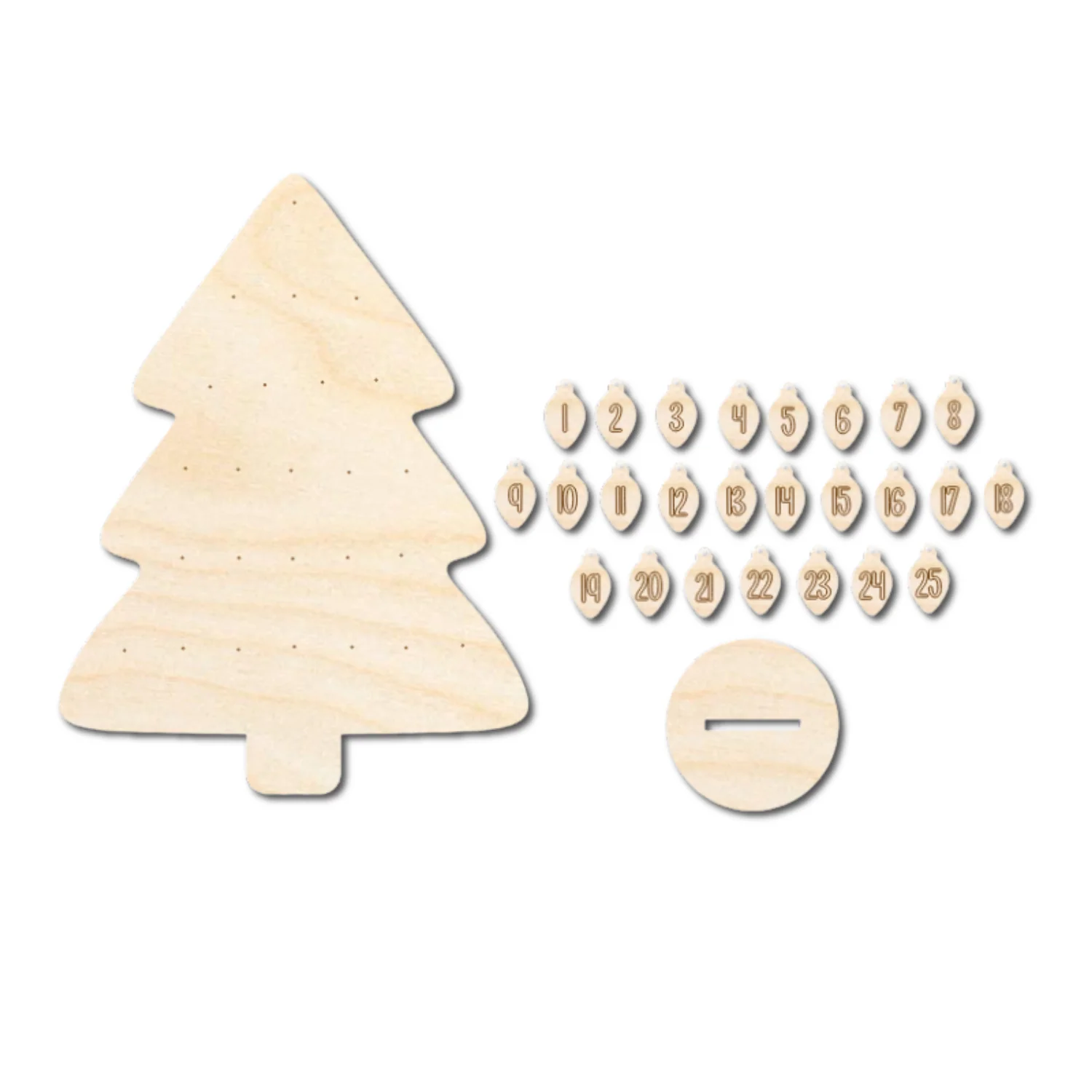 Unfinished Wood Christmas Countdown Tree Etched Sign | 27 Pieces | 18" | 1/4" Wood - Image 2