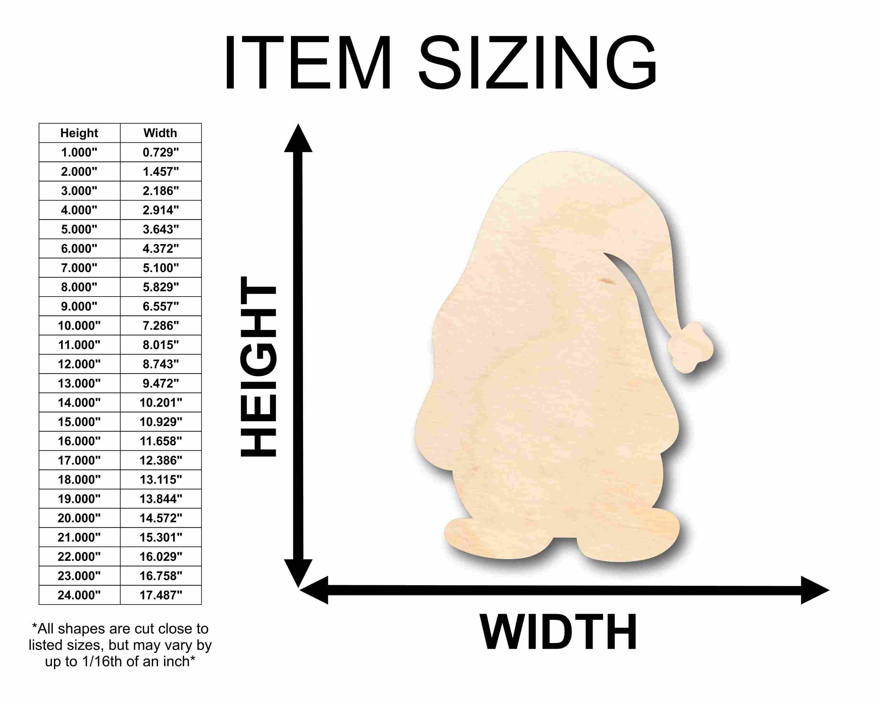 Unfinished Wood Christmas Gnome Silhouette - Craft- up to 46" DIY - Image 2