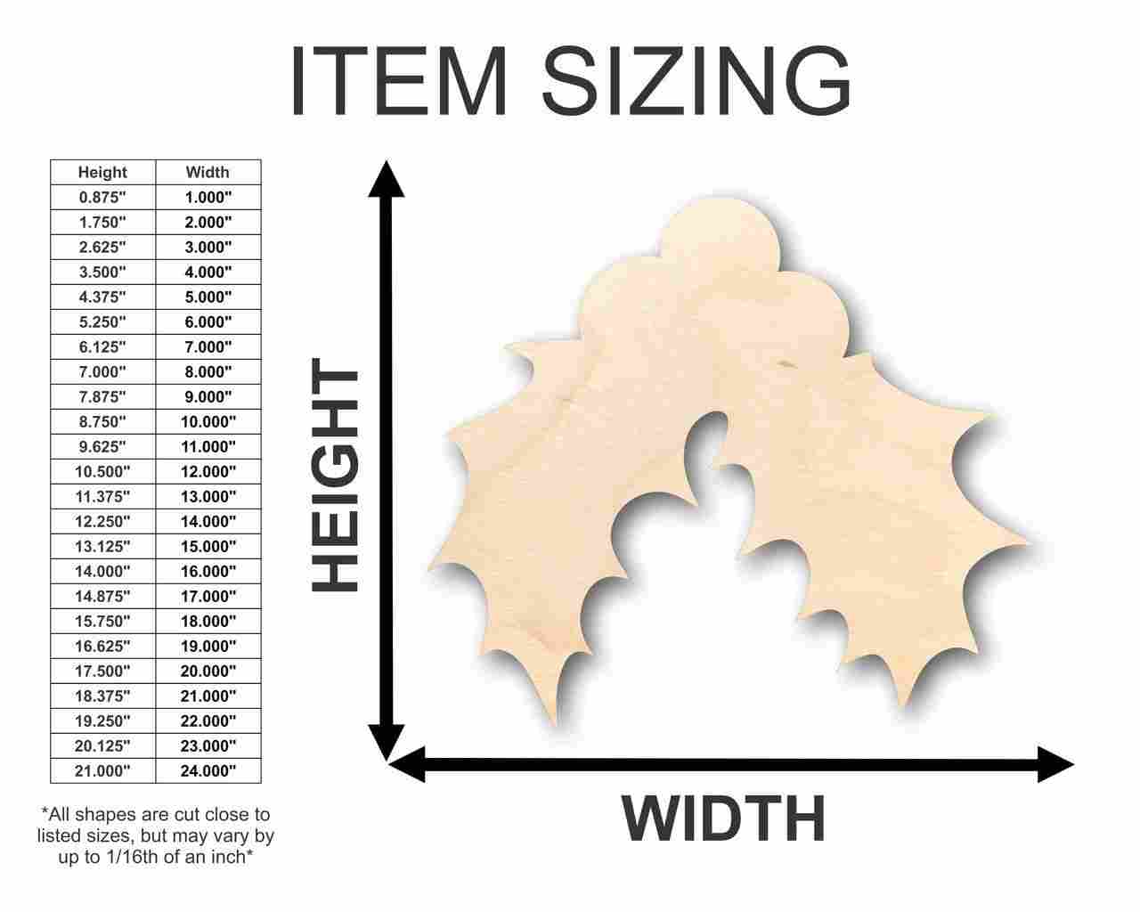 Unfinished Wood Christmas Holly Shape - Craft - up to 46" DIY - Image 3