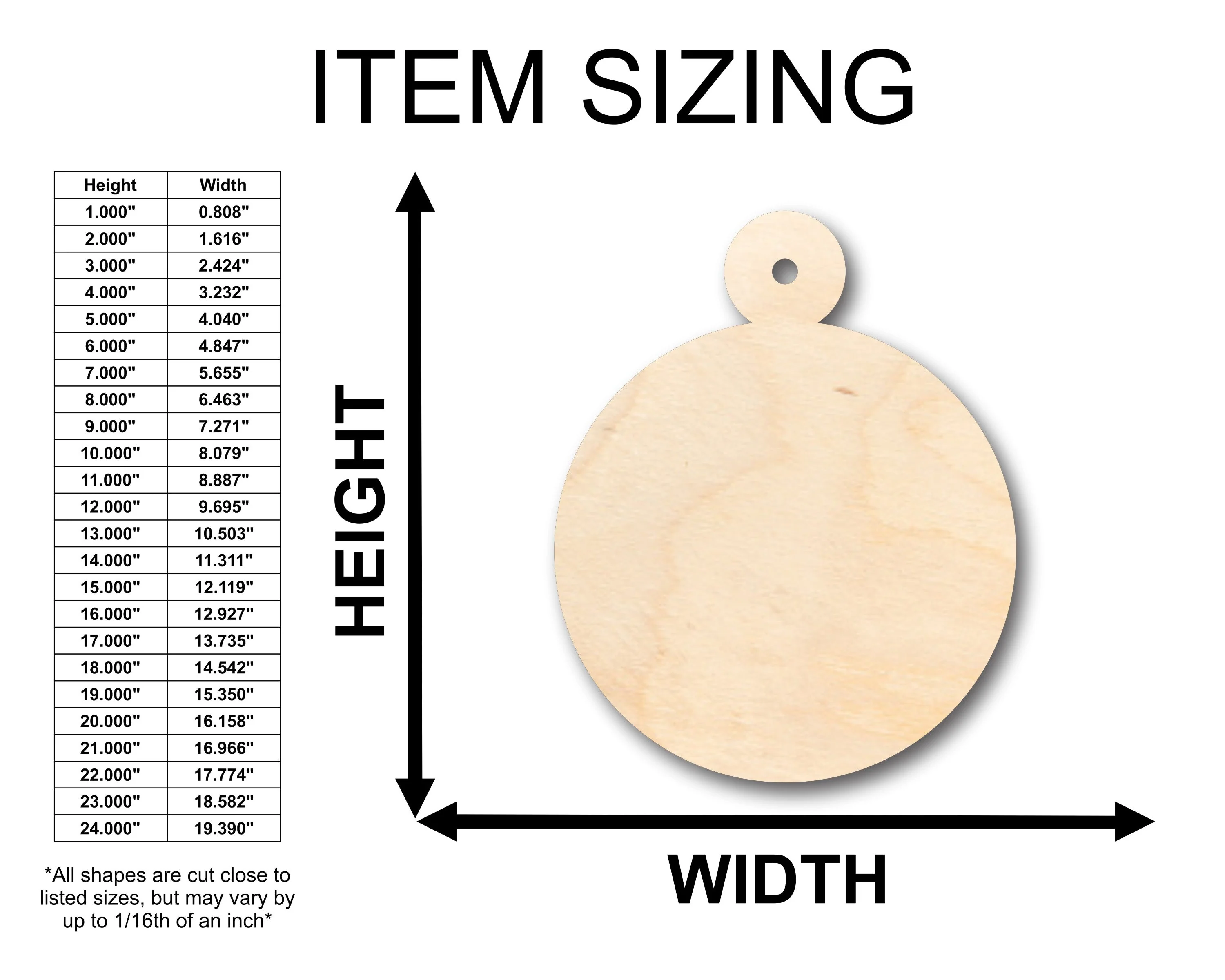 Unfinished Wood Christmas Ornament Circle Shape - Craft - up to 46" DIY - Image 2
