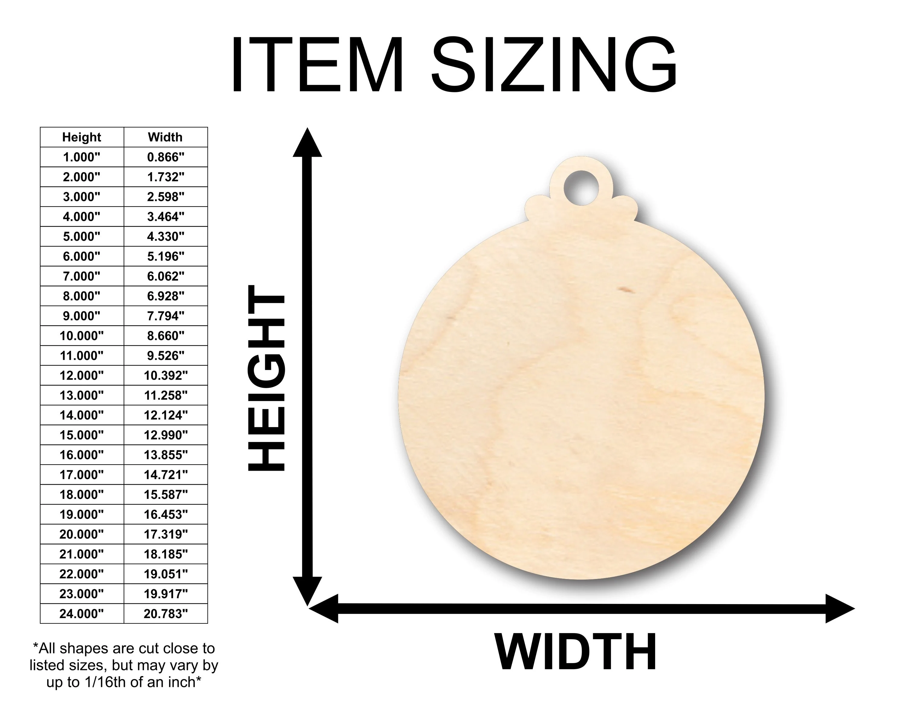 Unfinished Wood Christmas Ornament Shape - Craft - up to 46" DIY - Image 2