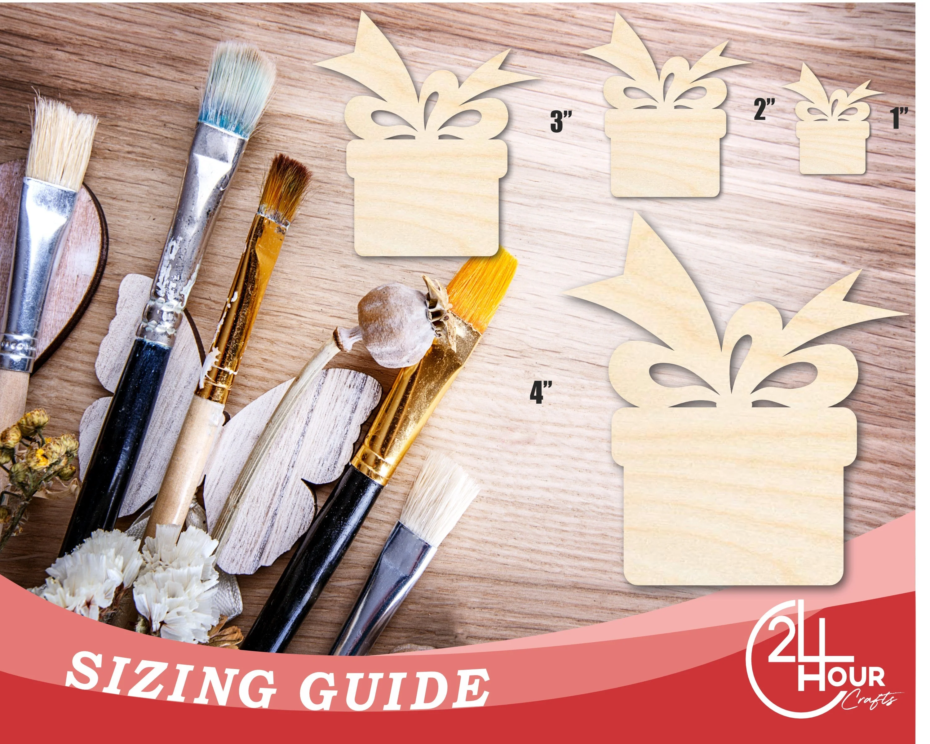Unfinished Wood Christmas Present Shape | DIY Holiday Craft Cutout | Up to 36" - Image 3