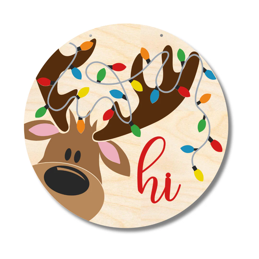Unfinished Wood Christmas Reindeer Door Sign Kit | Wood Craft Cutouts | 1/4" Thick | - Image 2