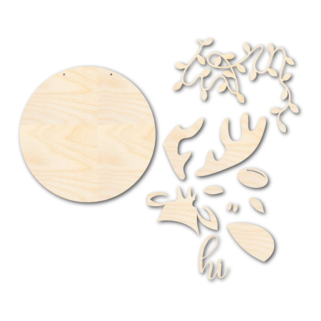 Unfinished Wood Christmas Reindeer Door Sign Kit | Wood Craft Cutouts | 1/4" Thick | - Image 3