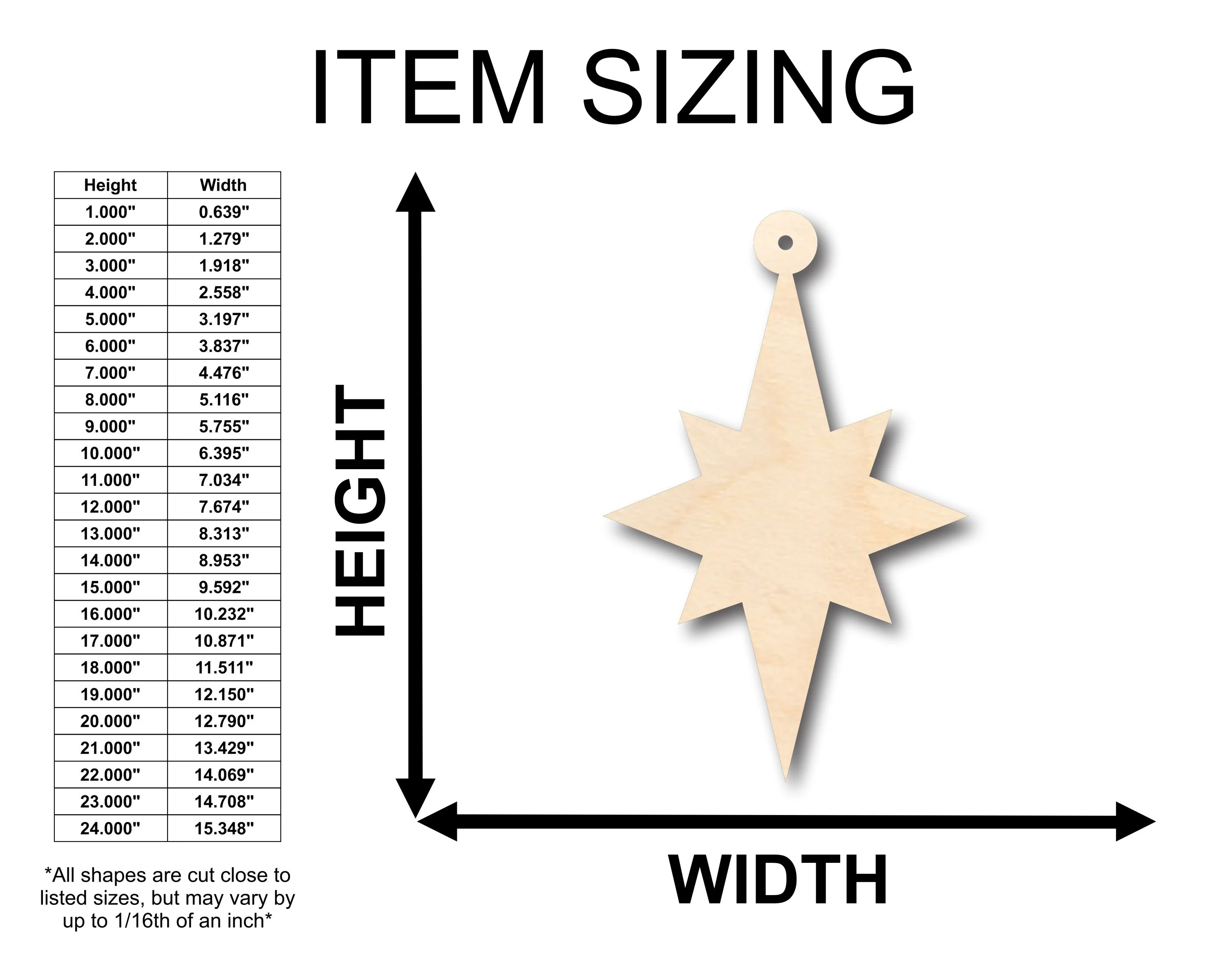 Unfinished Wood Christmas Star Ornament Shape - Craft - up to 46" DIY - Image 2
