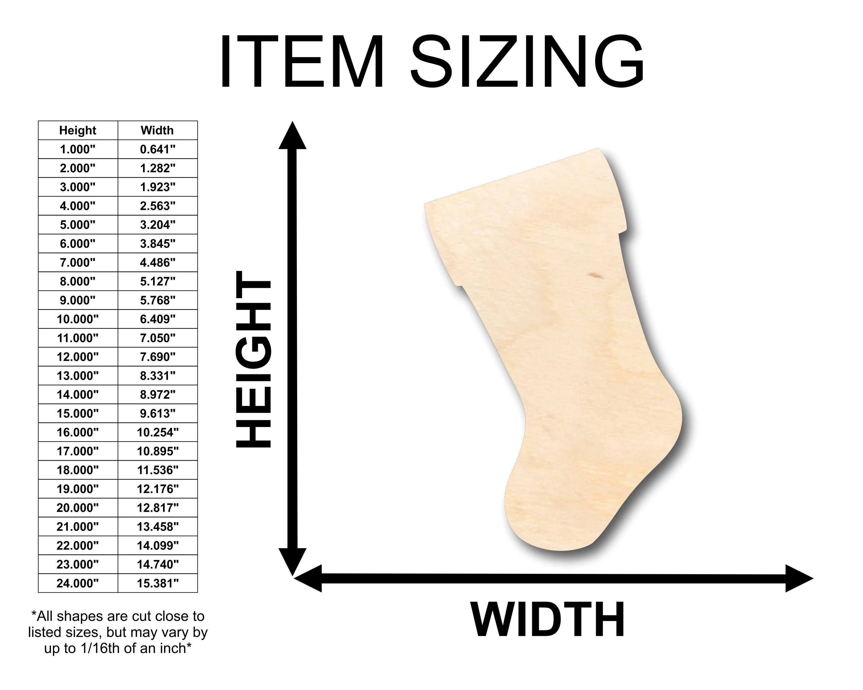 Unfinished Wood Christmas Stocking Shape - Craft - up to 46" DIY - Image 2