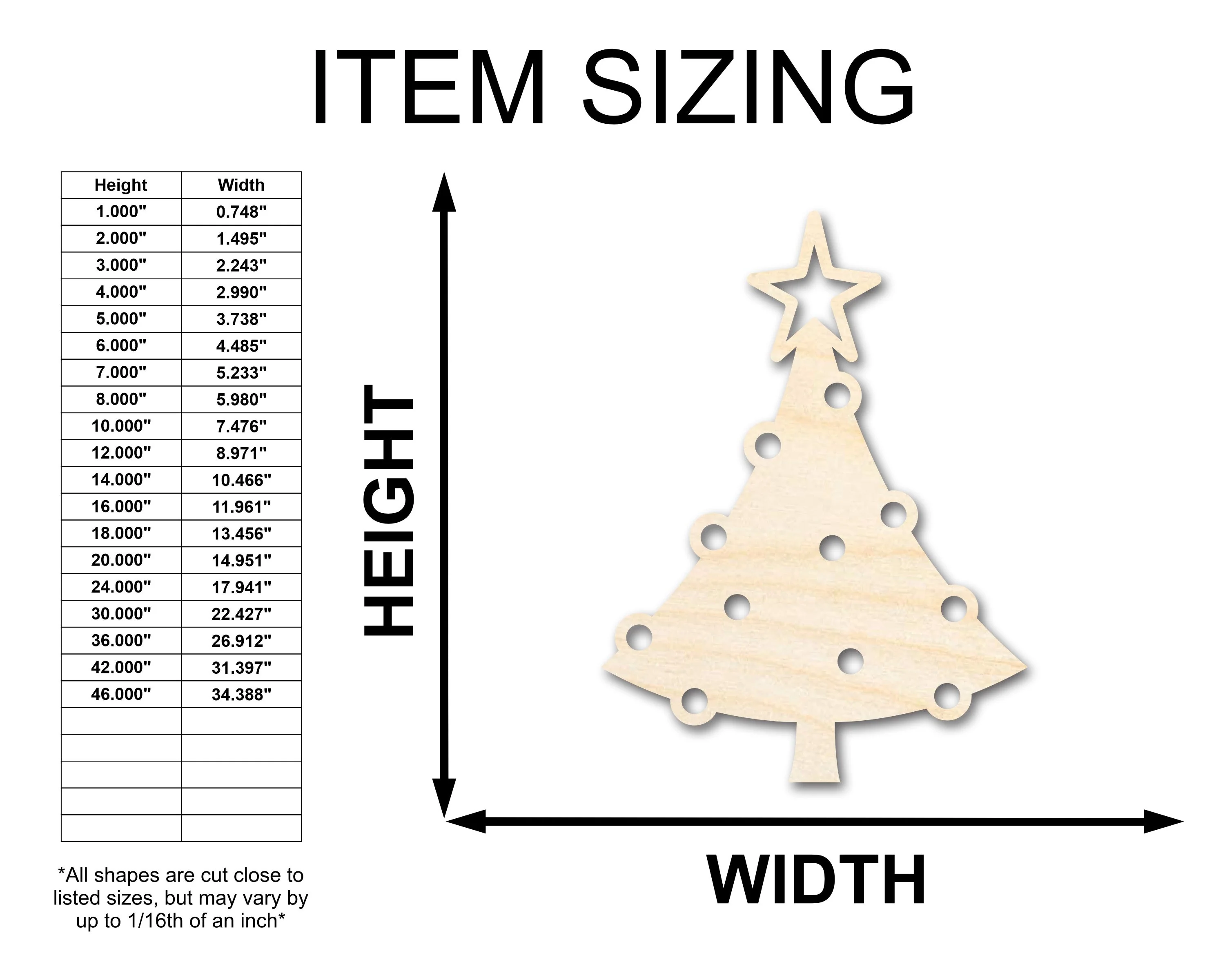 Unfinished Wood Christmas Tree Shape - Craft - up to 46" DIY - Image 2