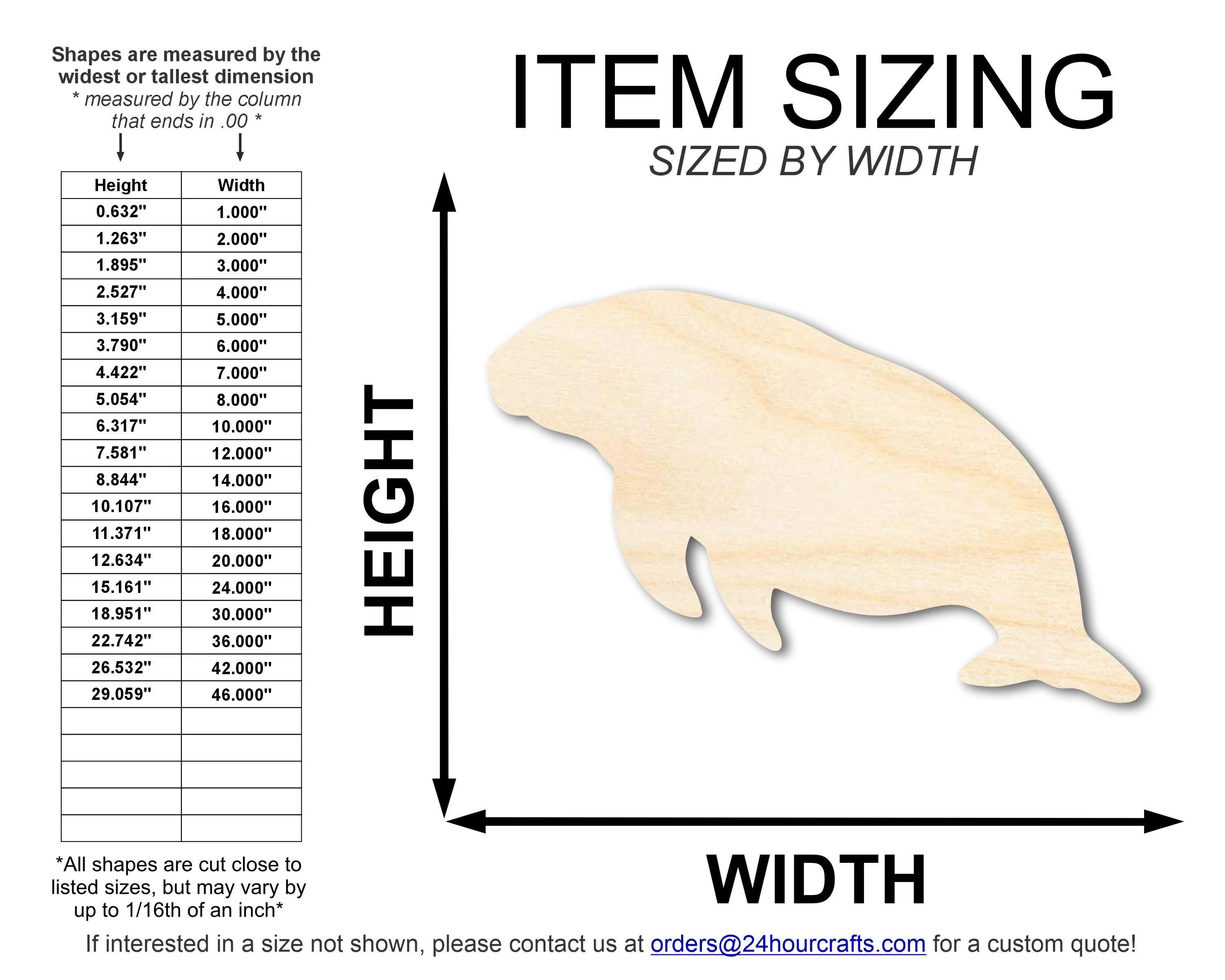 Unfinished Wood Chunky Manatee Shape | DIY Craft Cutout | up to 46" DIY - Image 2