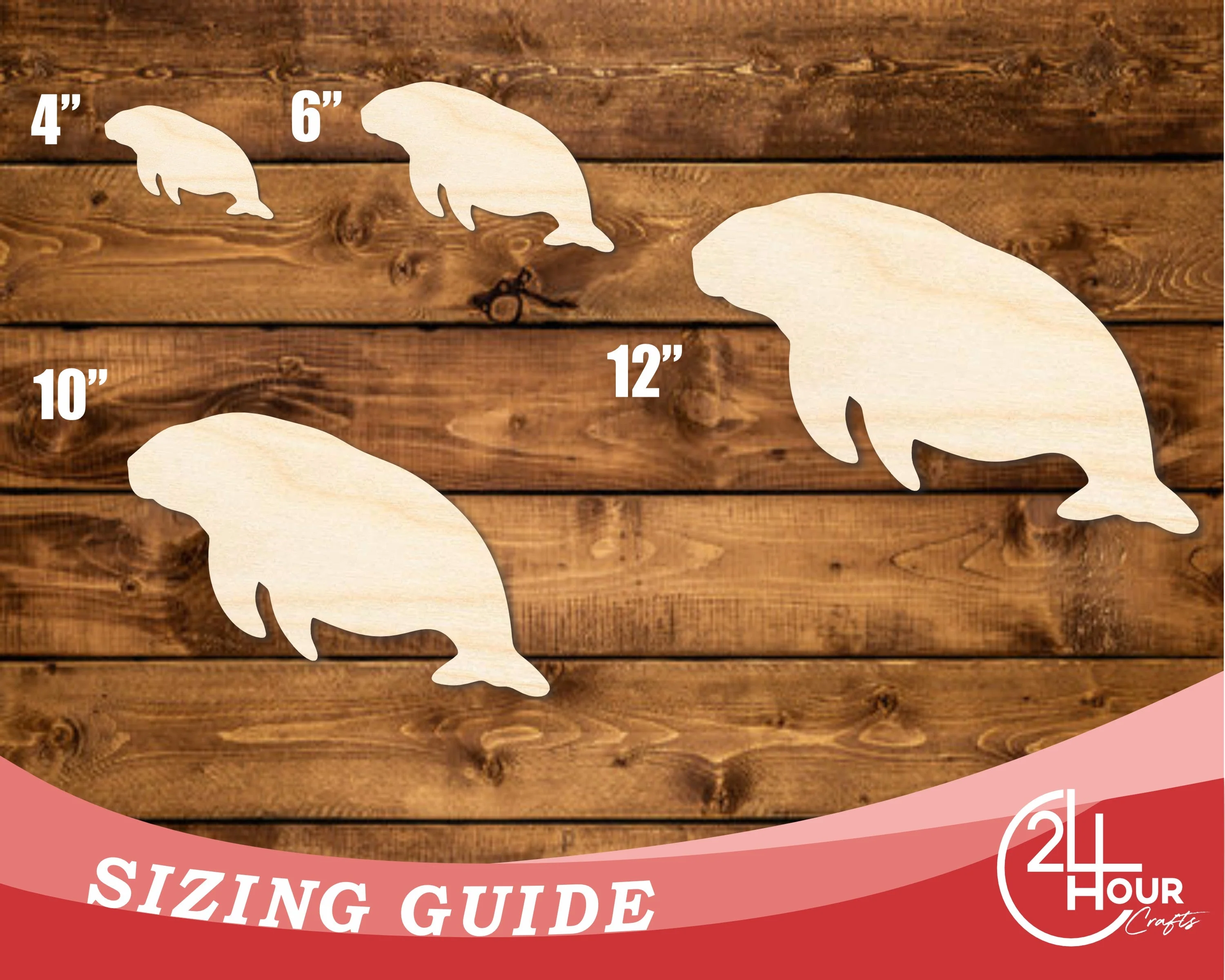 Unfinished Wood Chunky Manatee Shape | DIY Craft Cutout | up to 46" DIY - Image 3