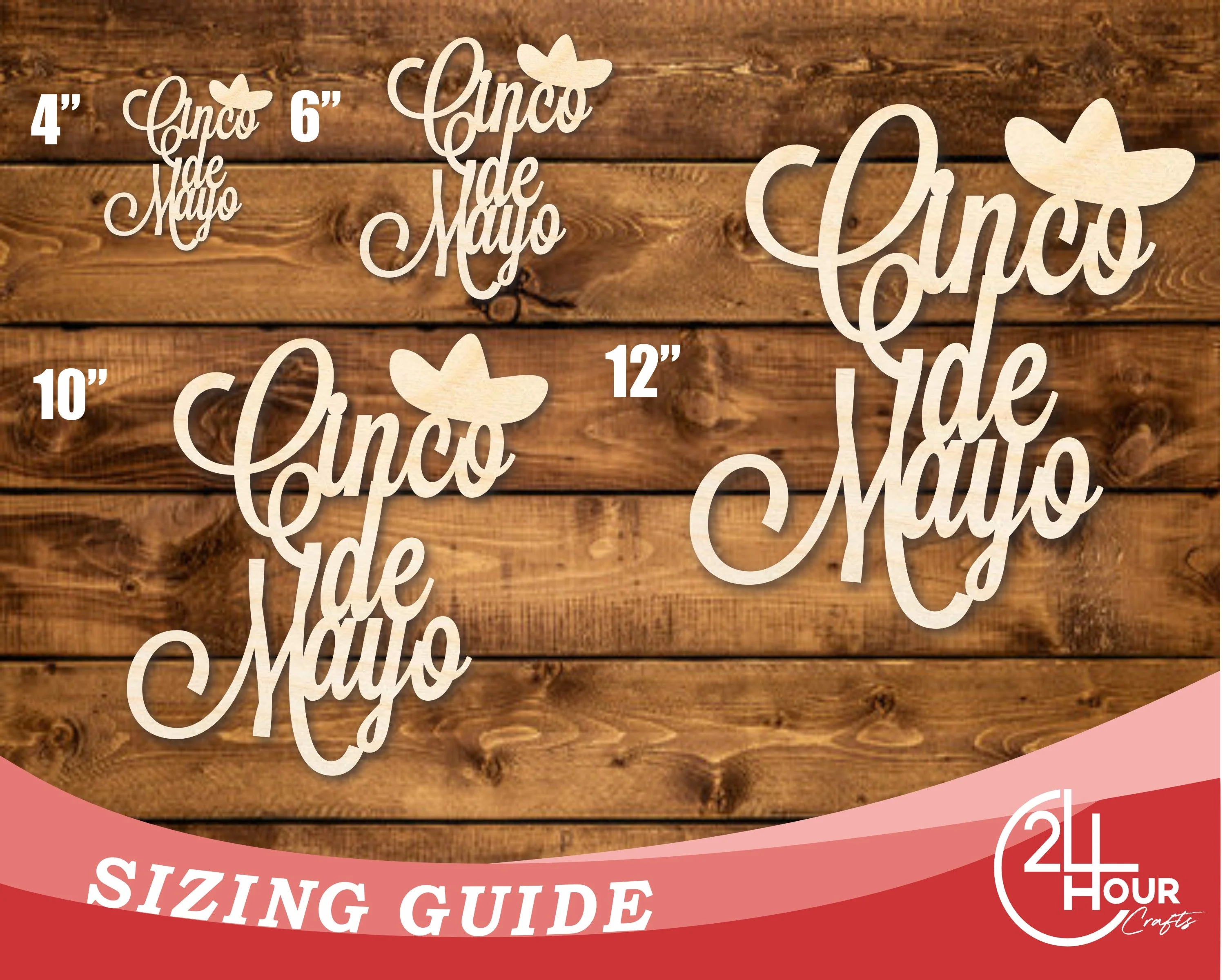 Unfinished Wood Cinco de Mayo Shape | DIY Craft Cutout | up to 46" DIY - Image 3