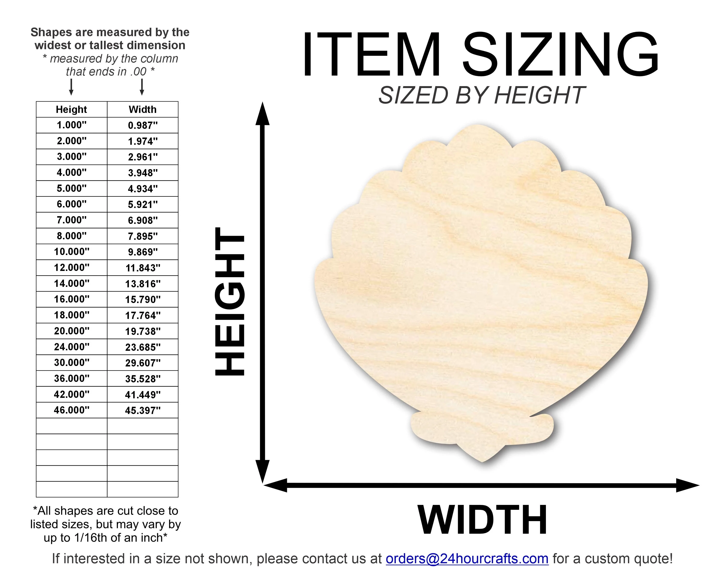 Unfinished Wood Clam Sea Shell Shape | DIY Craft Cutout | up to 46" DIY - Image 2