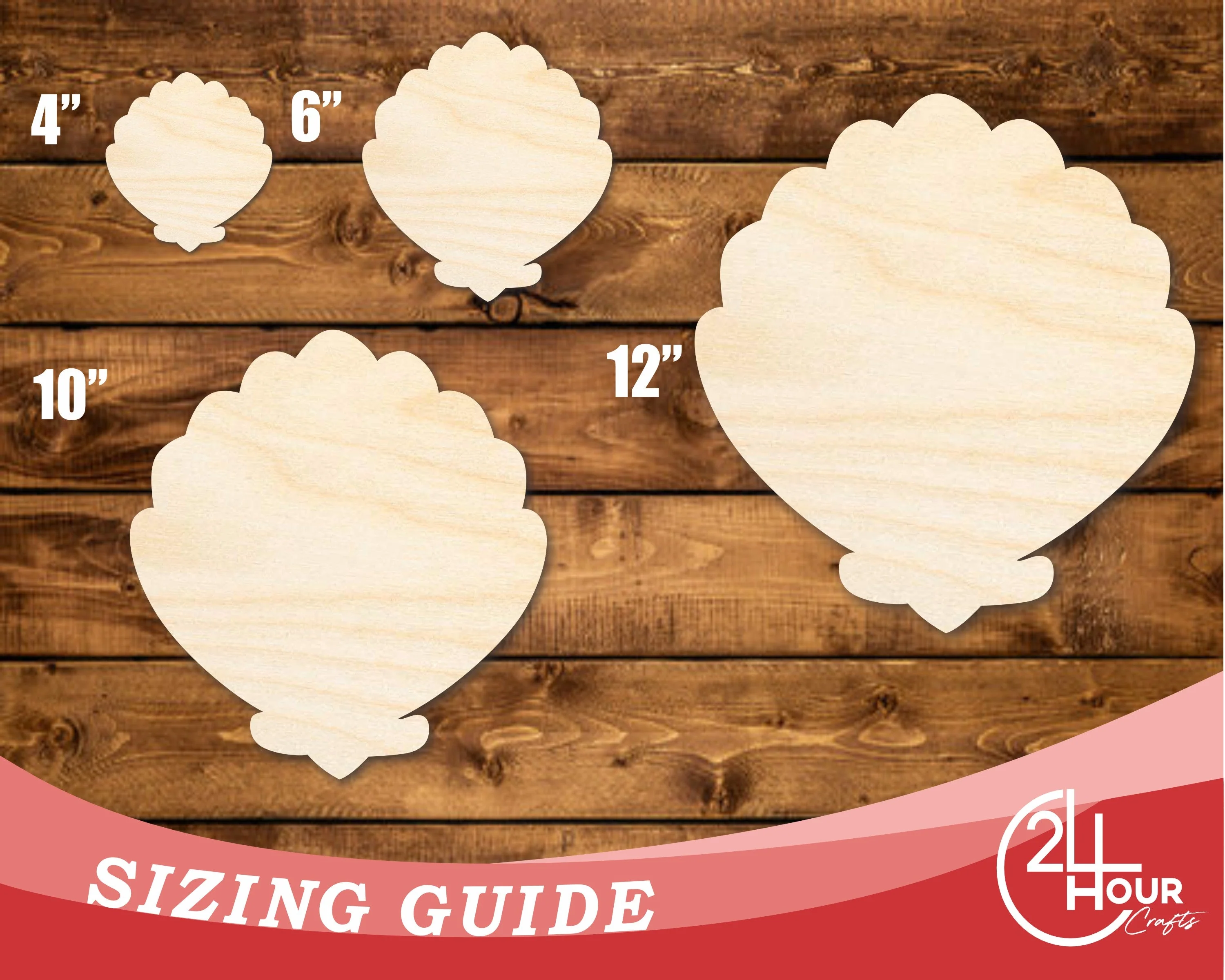 Unfinished Wood Clam Sea Shell Shape | DIY Craft Cutout | up to 46" DIY - Image 3