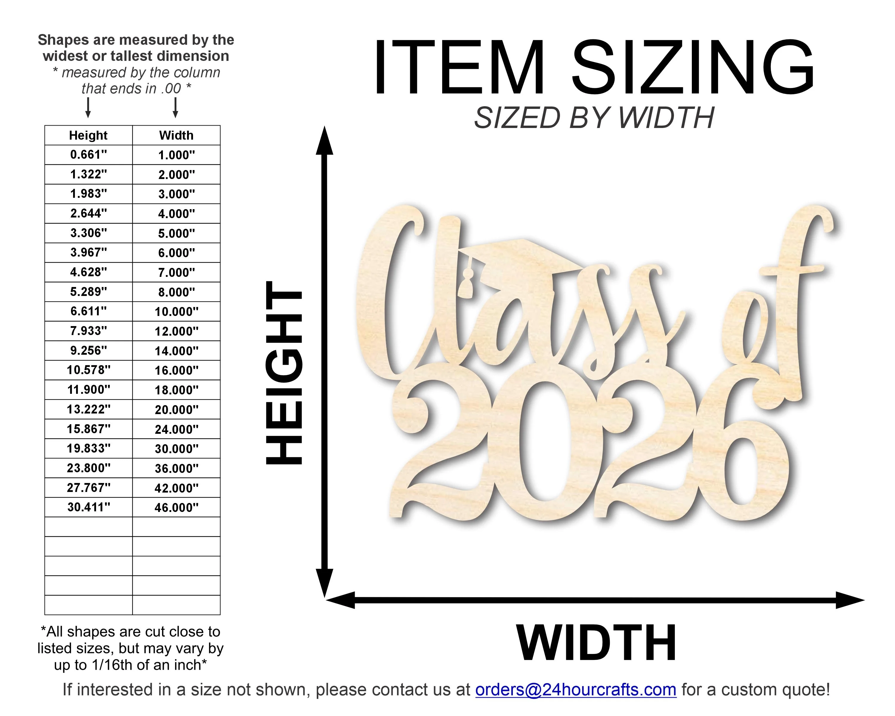 Unfinished Wood Class of 2026 Shape | DIY Craft Cutout | up to 46" DIY - Image 2