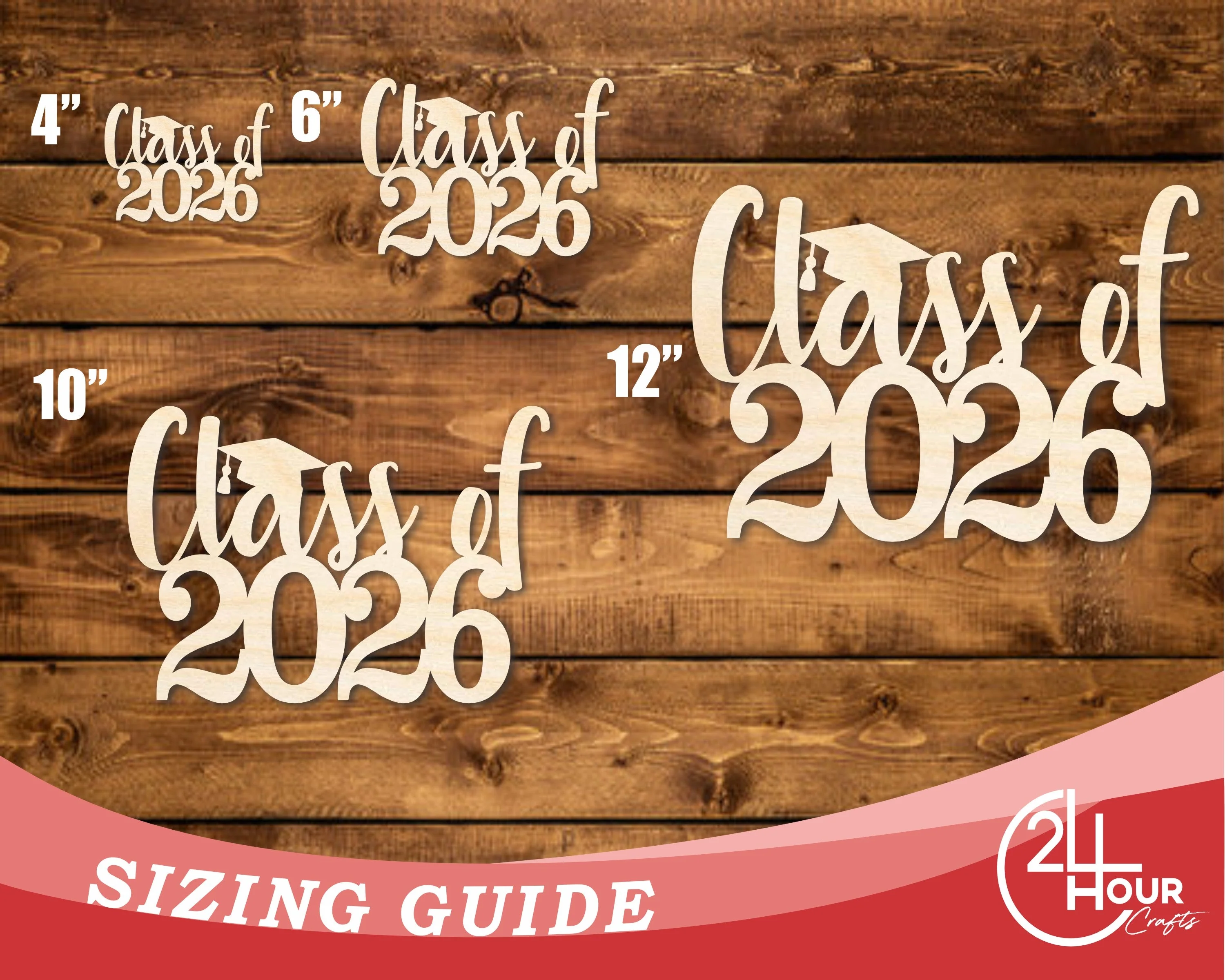 Unfinished Wood Class of 2026 Shape | DIY Craft Cutout | up to 46" DIY - Image 3