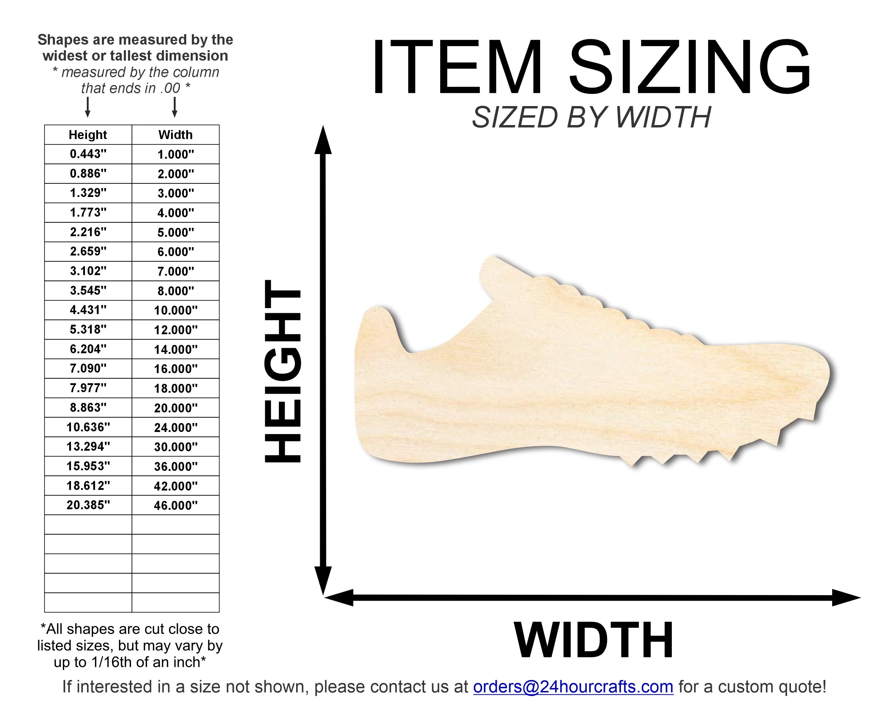 Unfinished Wood Cleat Shoe Shape | DIY Craft Cutout | up to 46" DIY - Image 2