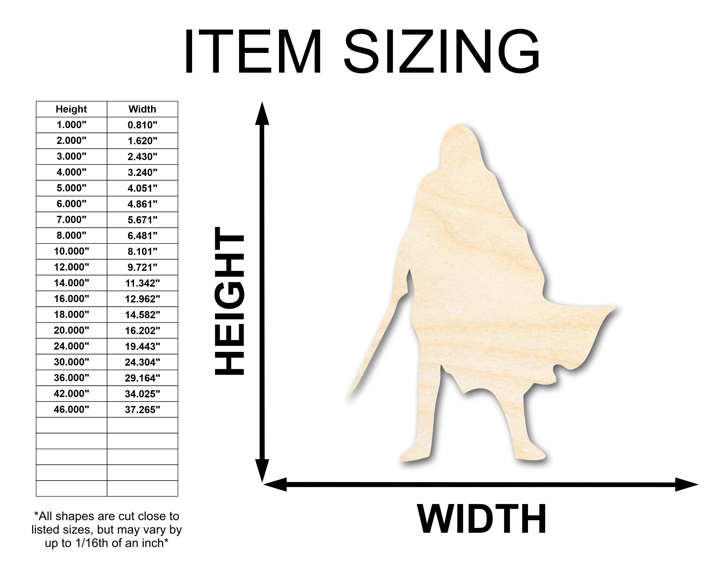 Unfinished Wood Cloak and Dagger Shape - Craft - up to 46" - Image 2