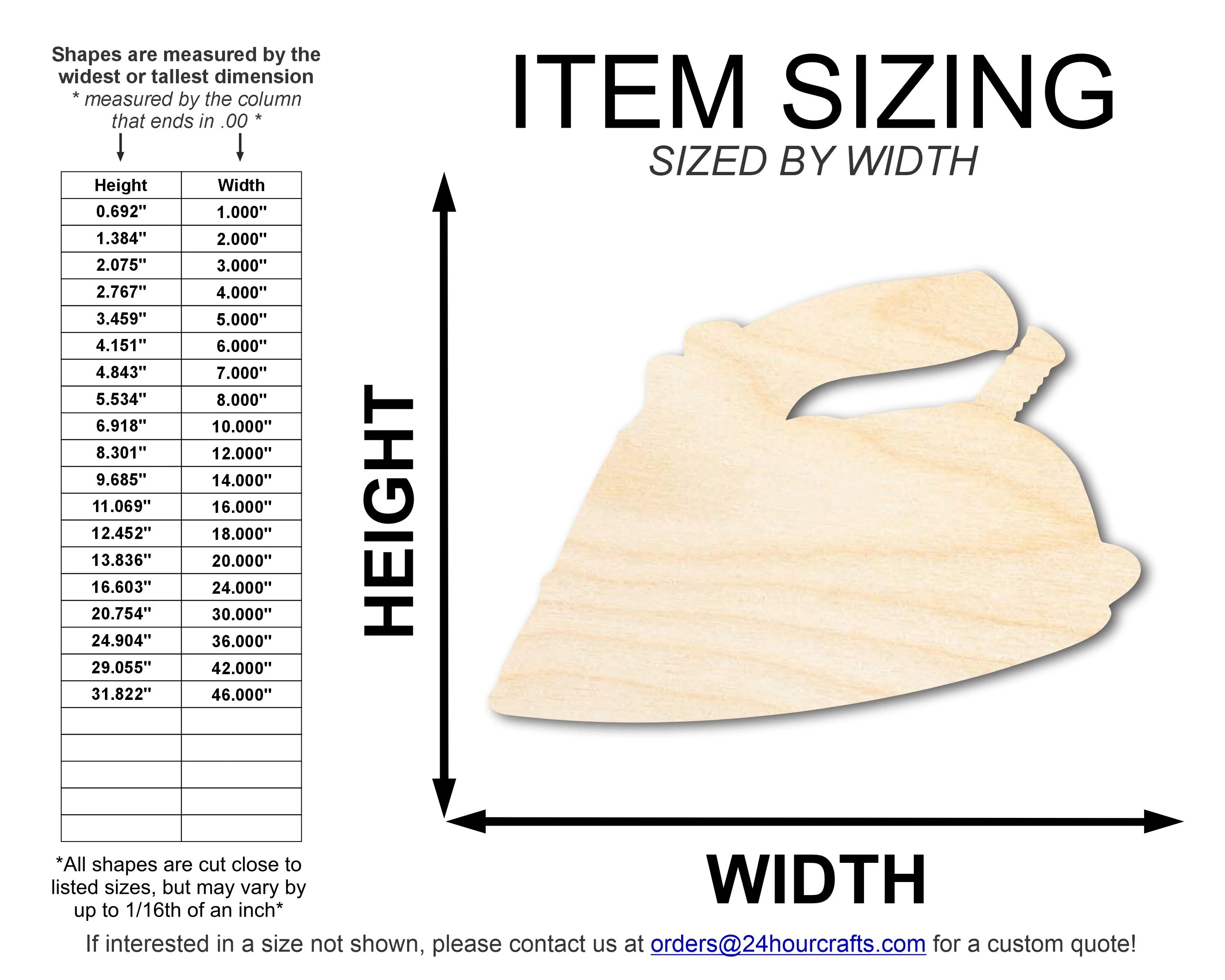 Unfinished Wood Clothing Iron Shape | DIY Craft Cutout | up to 46" DIY - Image 2