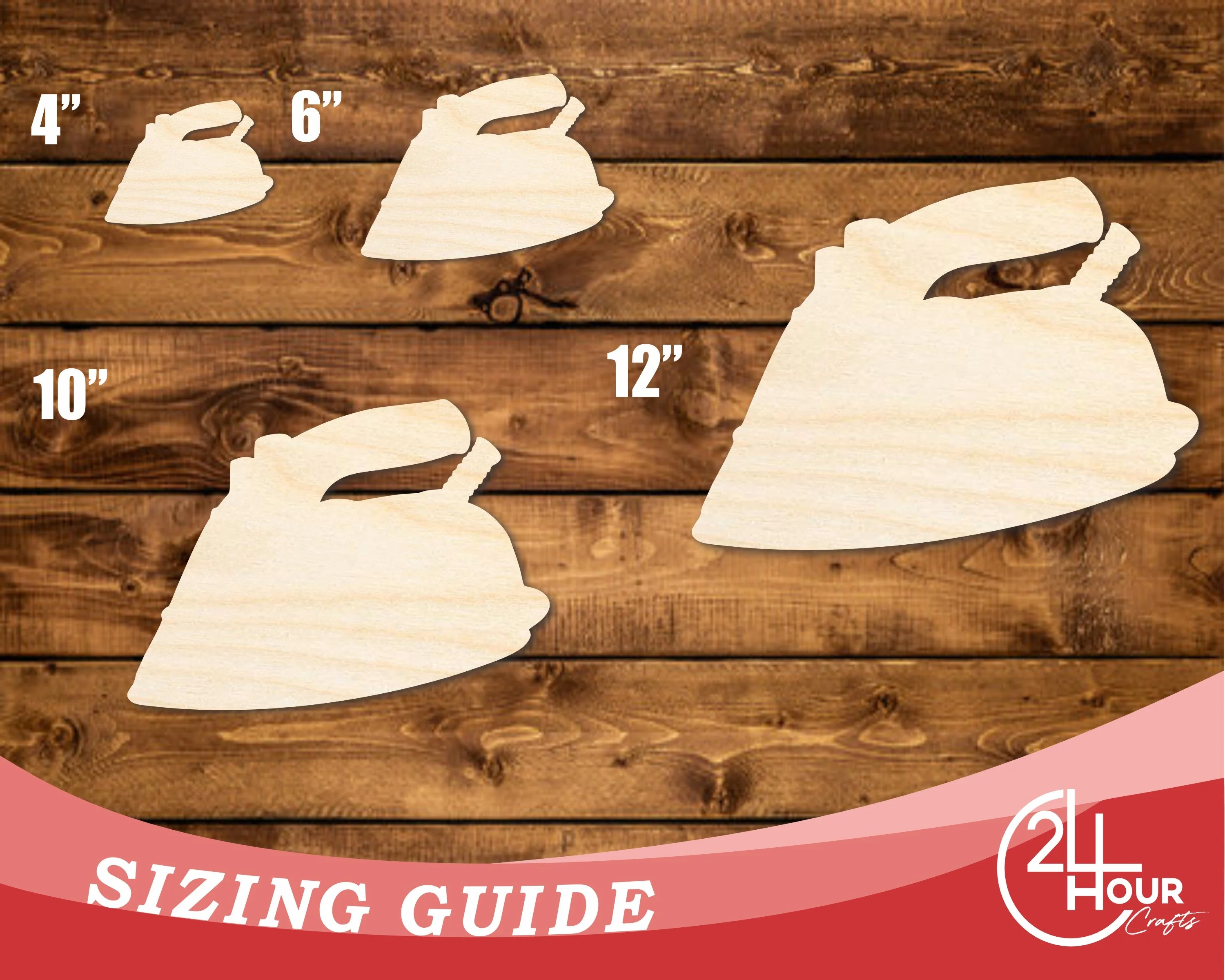 Unfinished Wood Clothing Iron Shape | DIY Craft Cutout | up to 46" DIY - Image 3