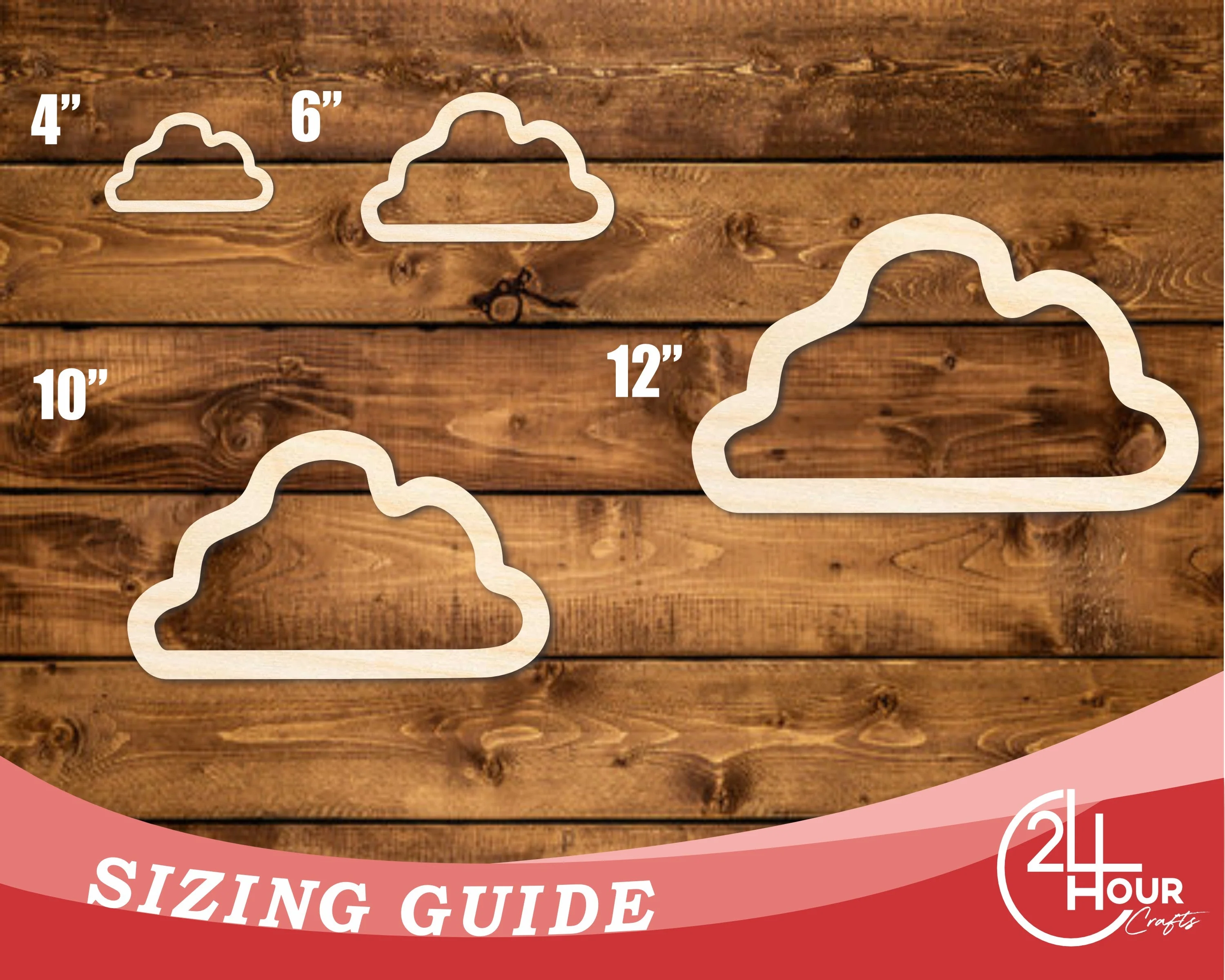 Unfinished Wood Cloud Outline Shape | DIY Craft Cutout | up to 46" DIY - Image 3