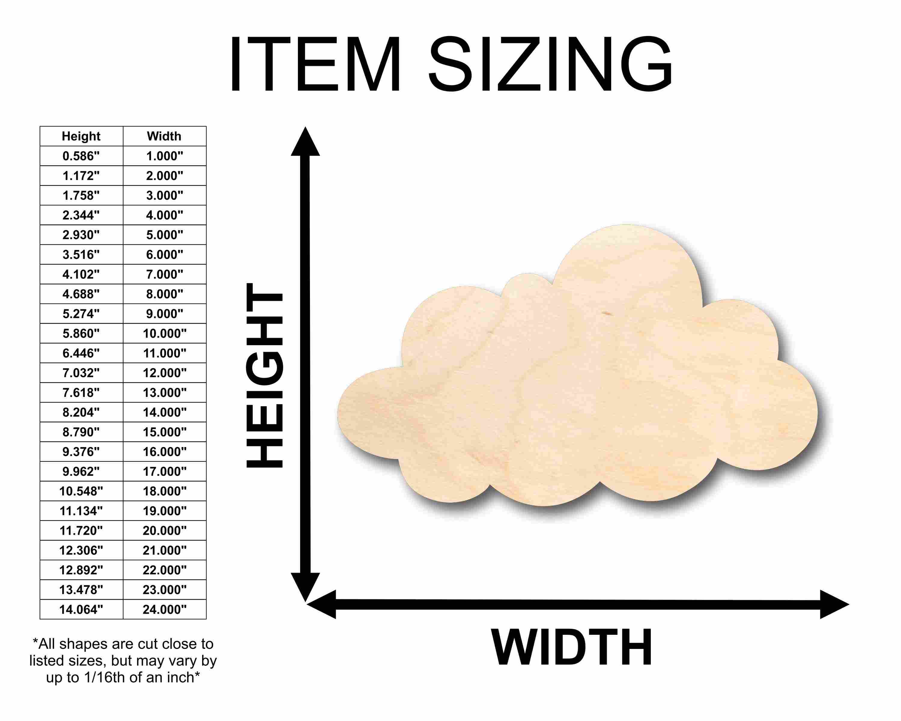 Unfinished Wood Cloud Silhouette - Craft- up to 46" DIY - Image 2