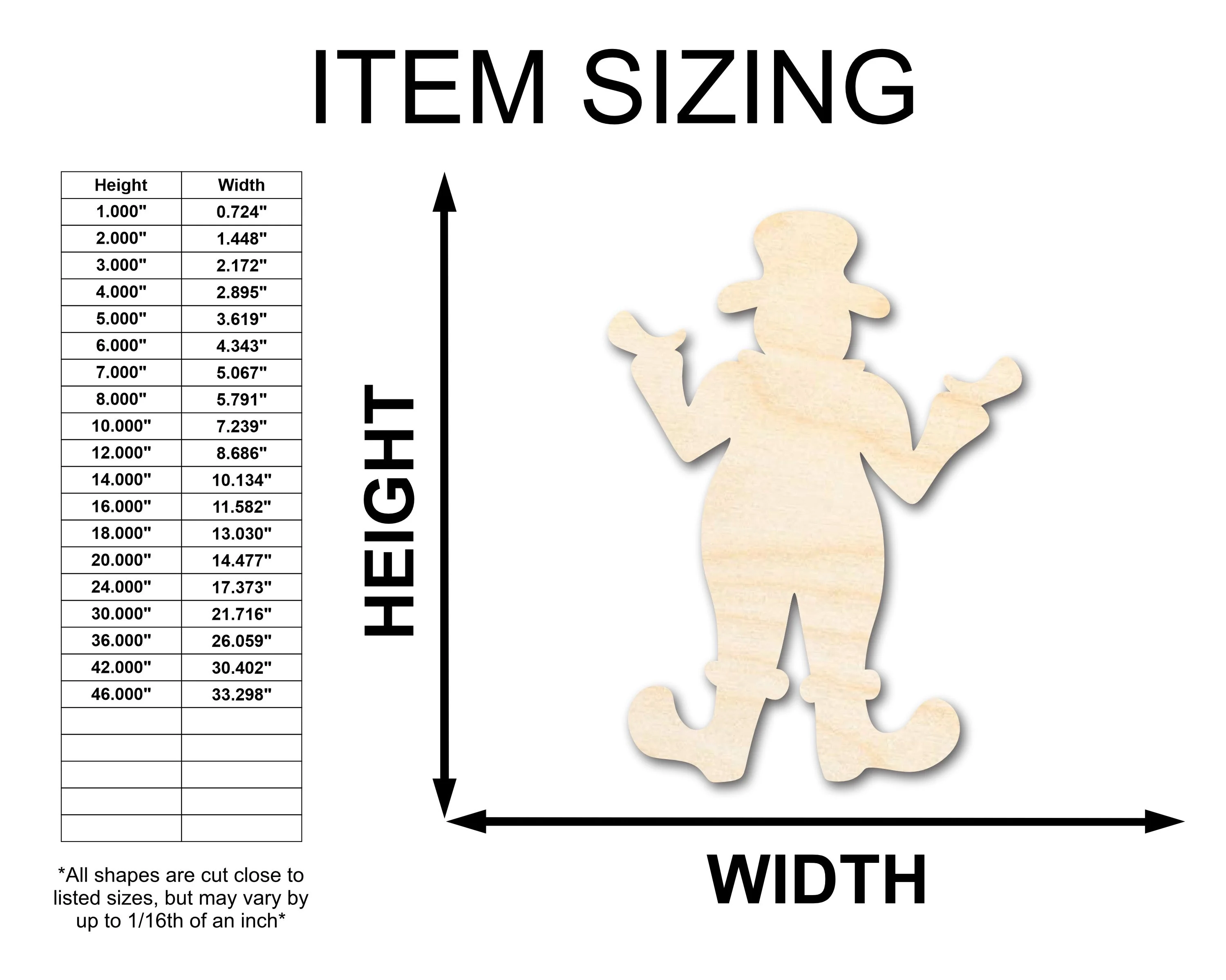 Unfinished Wood Clown Shape | Craft Cutout | up to 46" DIY - Image 2