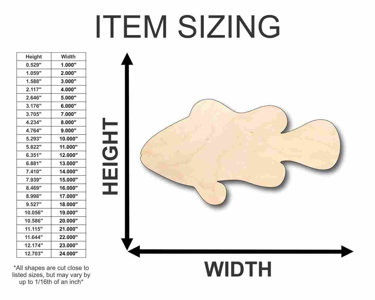 Unfinished Wood Clownfish Shape - Ocean - Animal - Craft - up to 46" DIY - Image 2