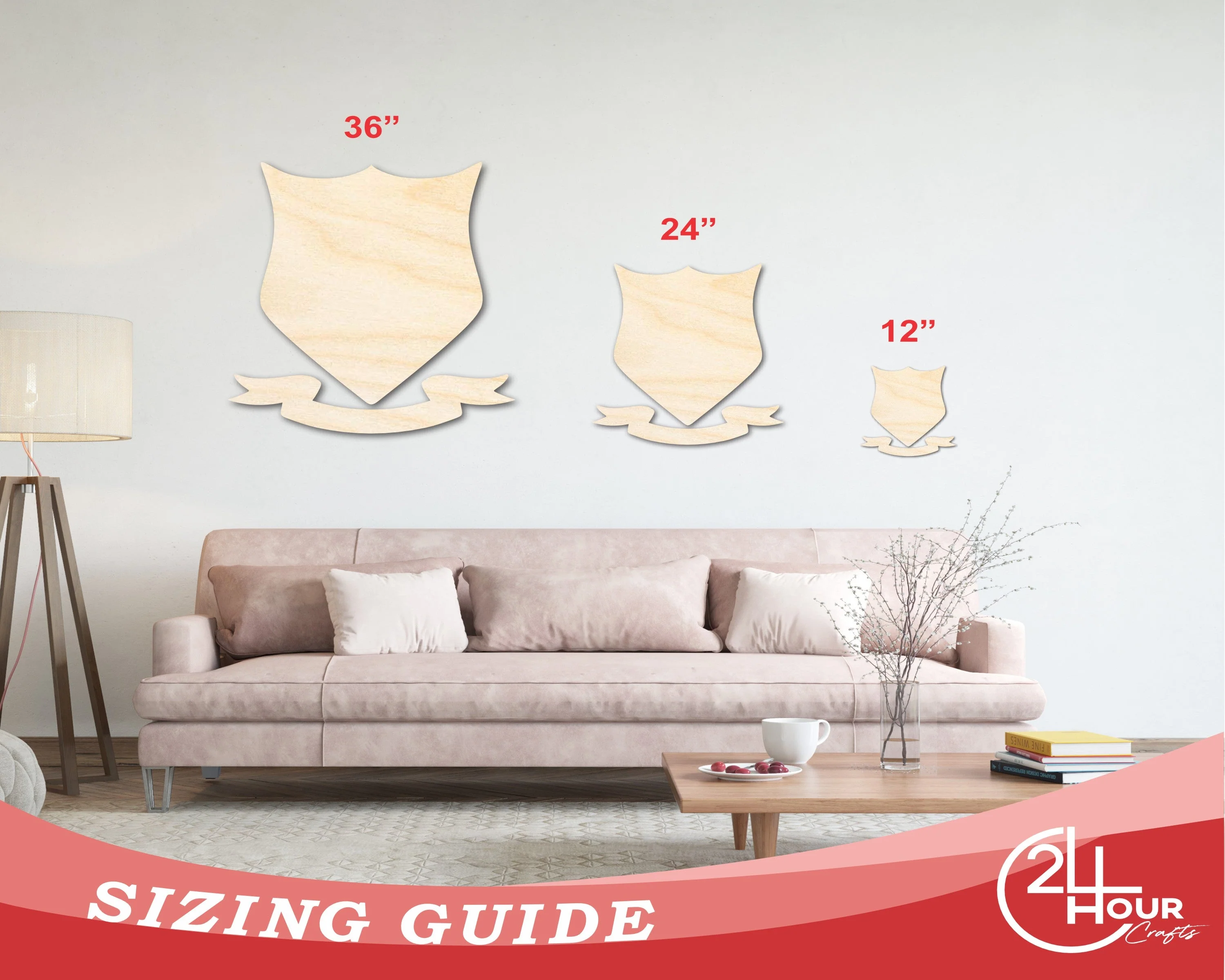 Unfinished Wood Coat of Arms Shape - Craft - up to 46" - Image 3