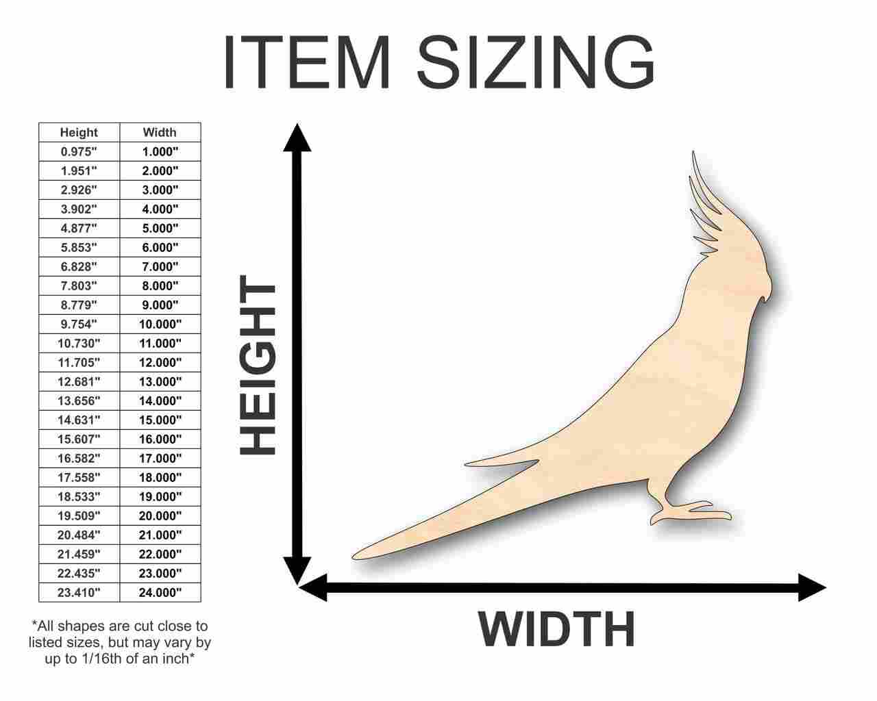 Unfinished Wood Cockatiel Shape - Animal - Wildlife - Pet - Craft - up to 46" DIY - Image 2