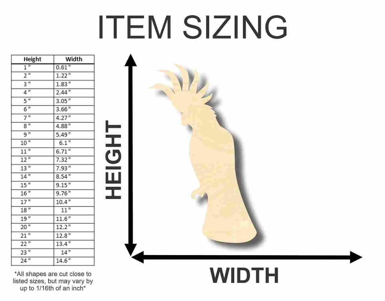 Unfinished Wood Cockatoo Shape - Animal - Wildlife - Pet - Craft - up to 46" DIY - Image 2
