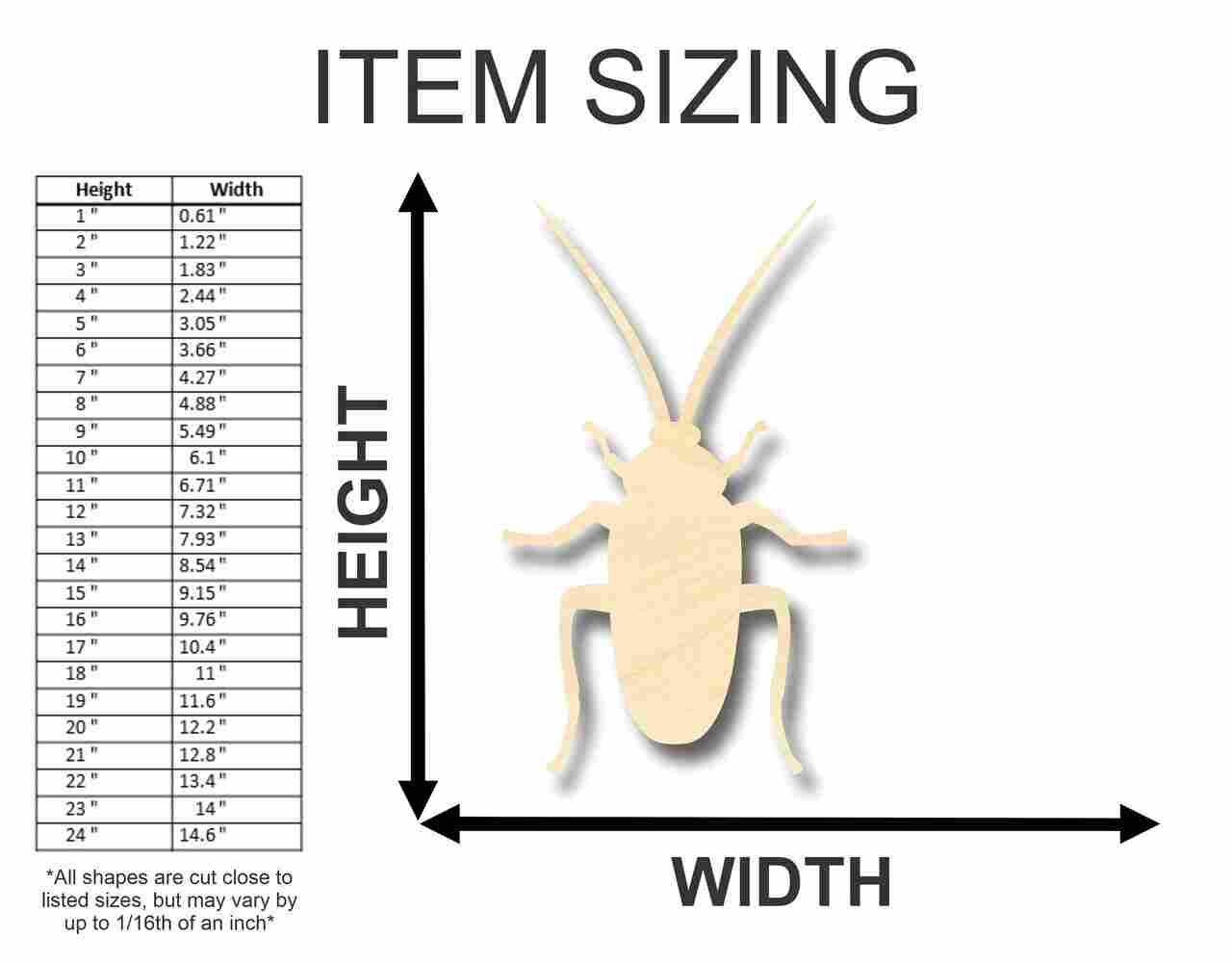 Unfinished Wood Cockroach Shape -Insect - Animal - Craft - up to 46" DIY - Image 2