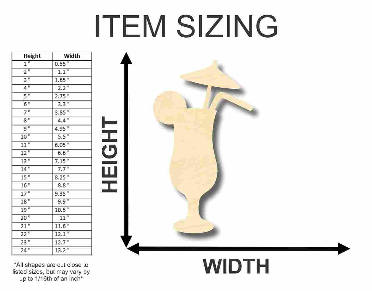 Unfinished Wood Cocktail Shape - Bar - Craft - up to 46" DIY - Image 2