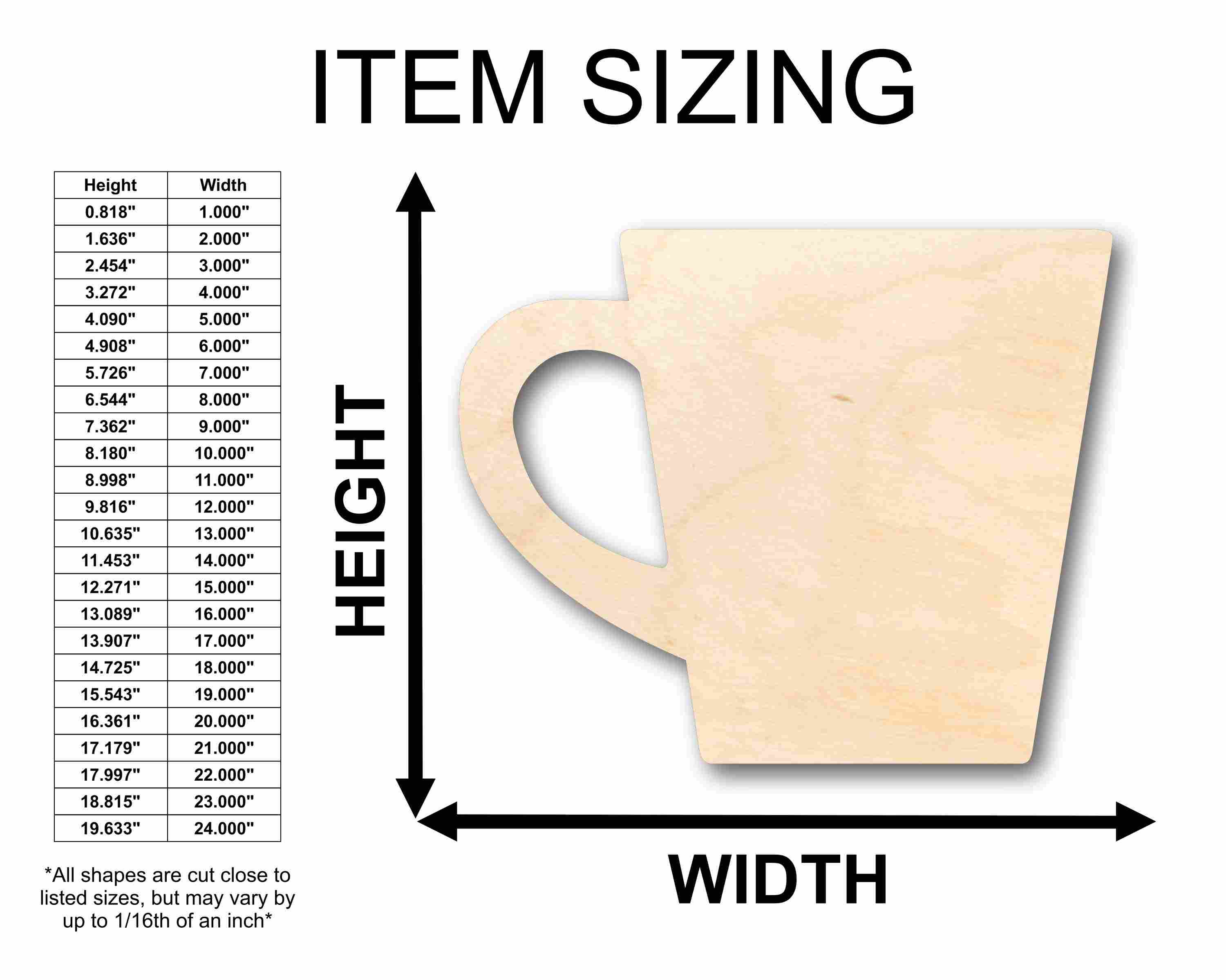 Unfinished Wood Coffee Cup Silhouette - Craft- up to 46" DIY - Image 2