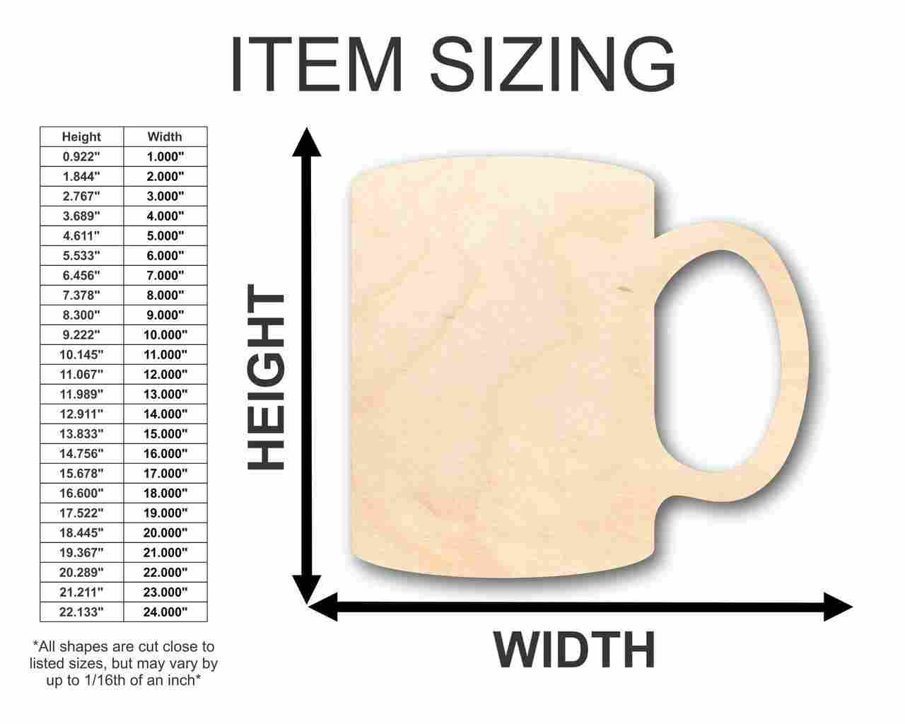 Unfinished Wood Coffee Mug Shape - Kitchen - Craft - up to 46" DIY - Image 2