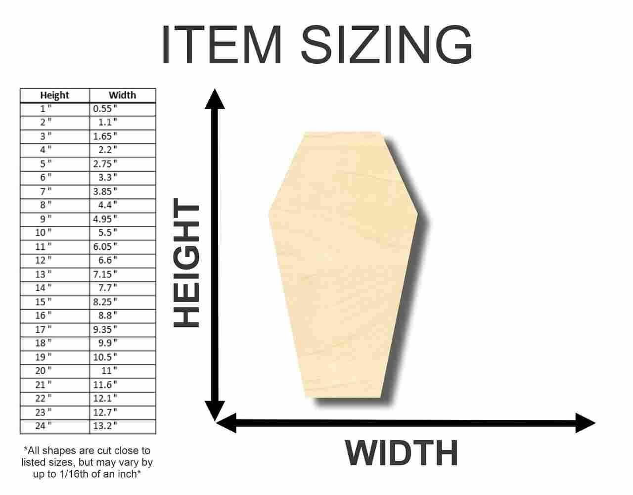 Unfinished Wood Coffin 2D Shape - Halloween - Craft - up to 46" DIY - Image 2