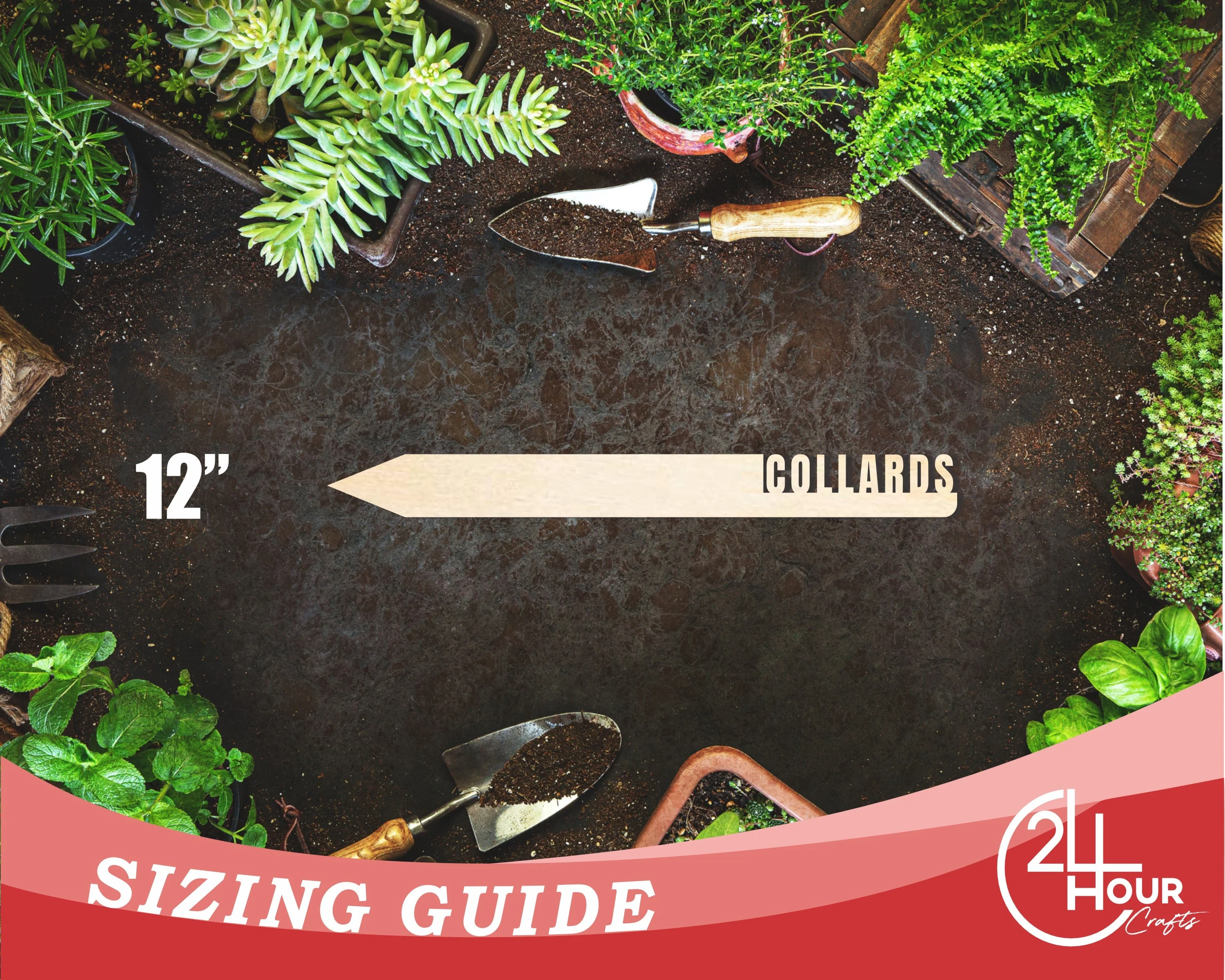 Unfinished Wood Collards Garden Stake | DIY Craft Cutout | up to 24" DIY - Image 3