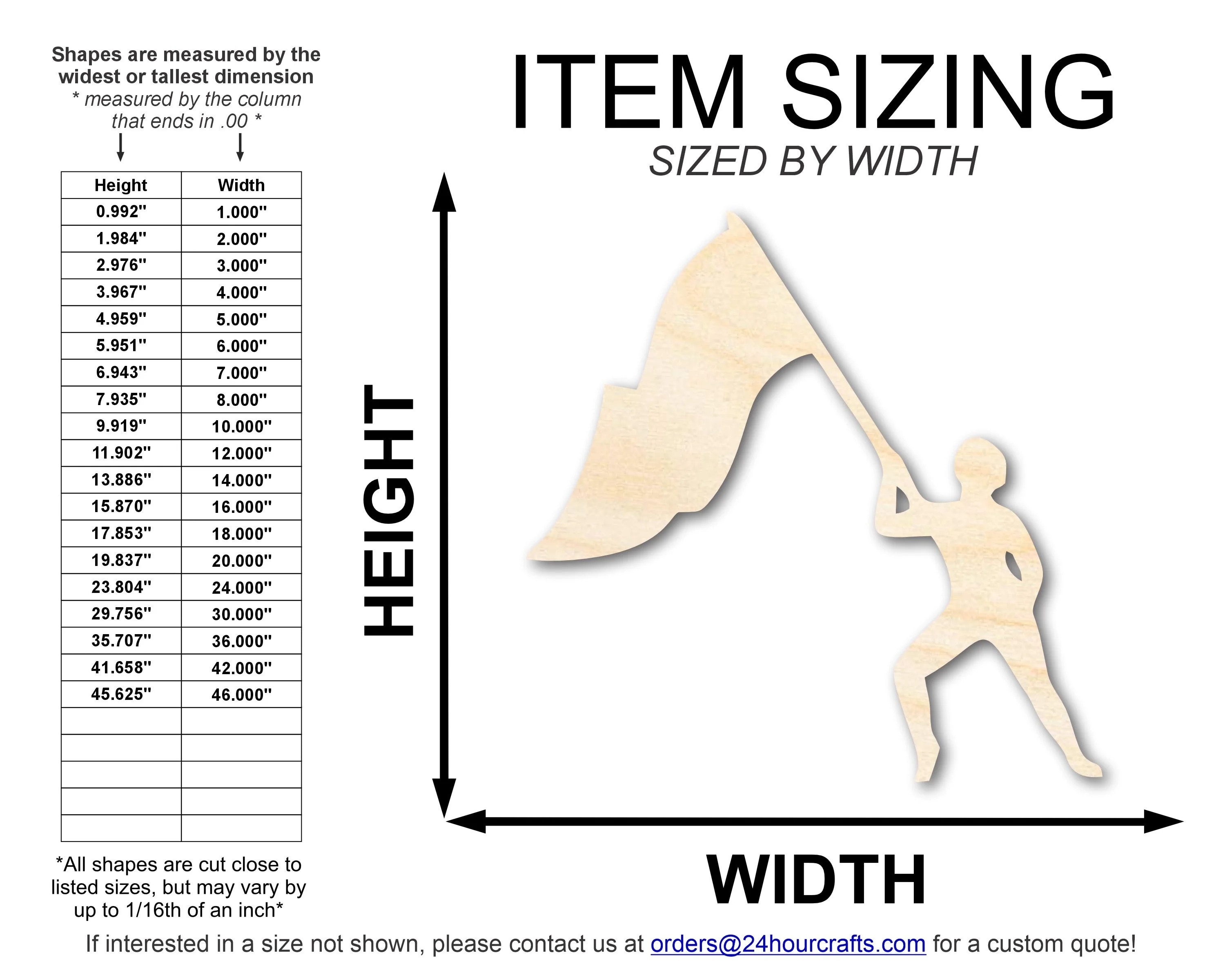 Unfinished Wood Color Guard Shape | DIY Craft Cutout | up to 46" DIY - Image 2